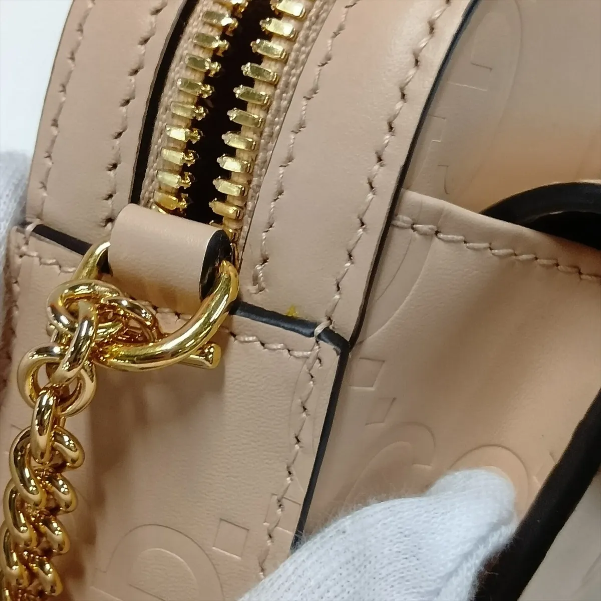 GG Supermini Leather Chain Shoulder Bag, Beige, 781554 — view 10