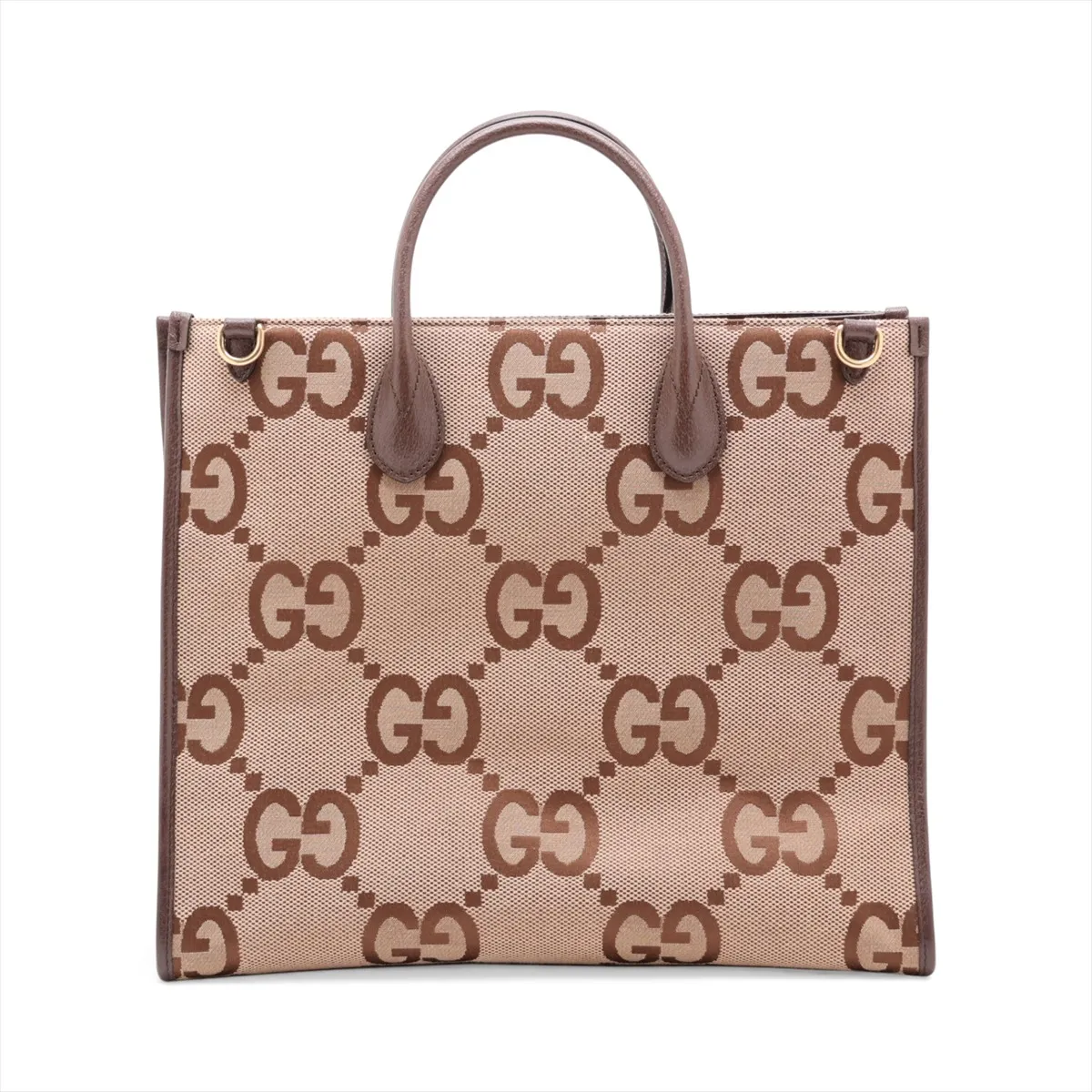 Jumbo GG Canvas x Leather 2-Way Handbag, Brown, 678839 — view 2