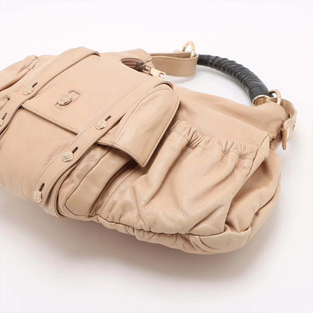 Mombasa Leather Handbag, Beige, 130157 — view 3