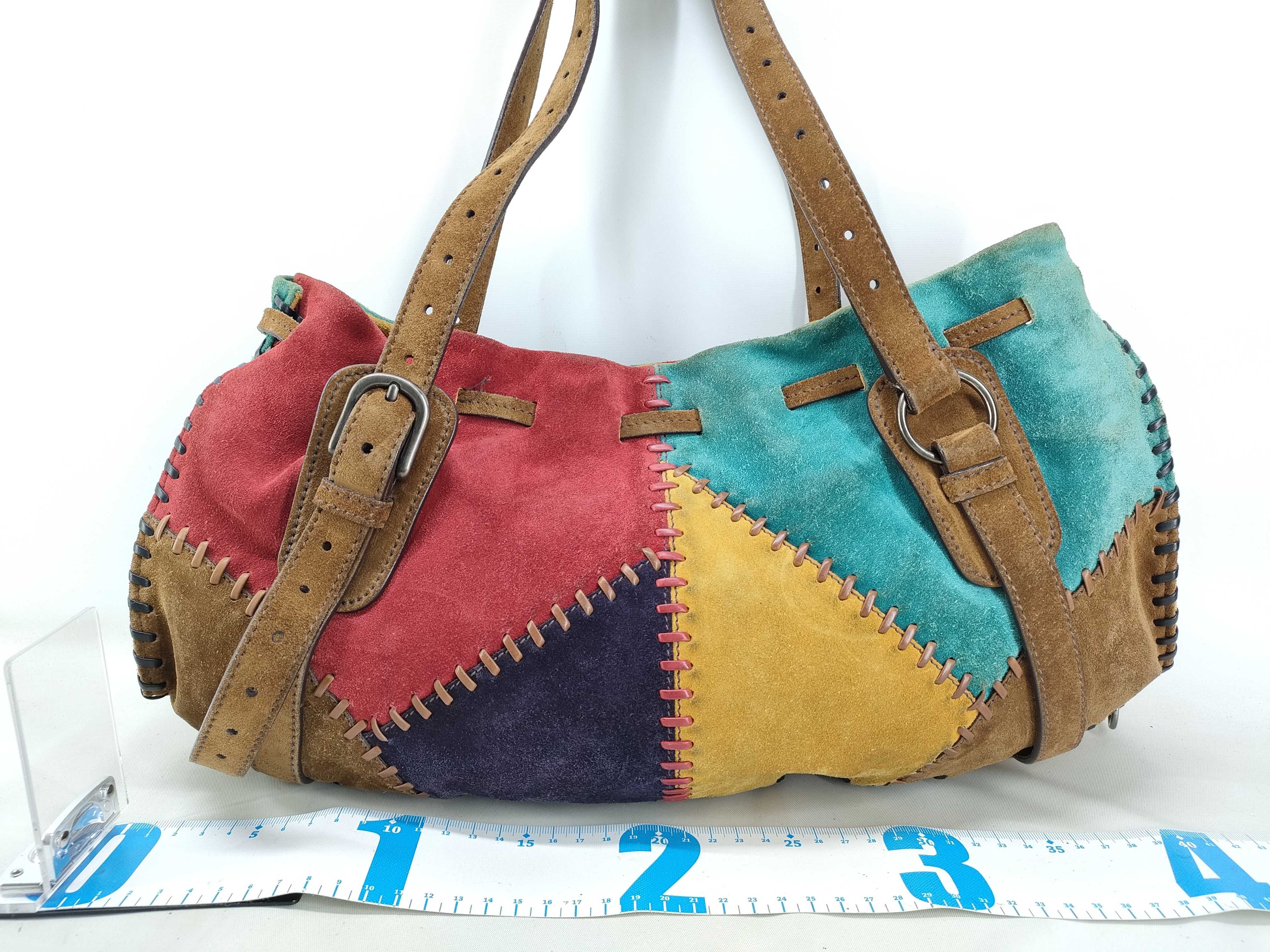 Multicolor Suede Patchwork Tote Bag — view 2