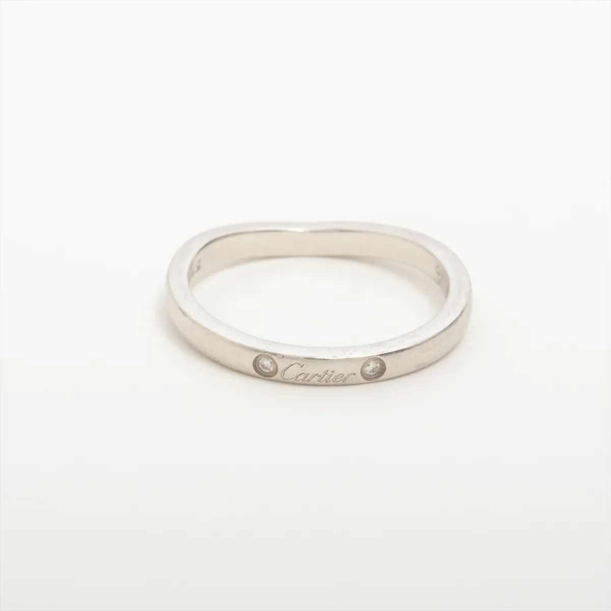 Ballerina Curve Wedding Ring with 3 Diamonds, Pt950, 3.4g, Size 51, Initials WV9014 — view 2