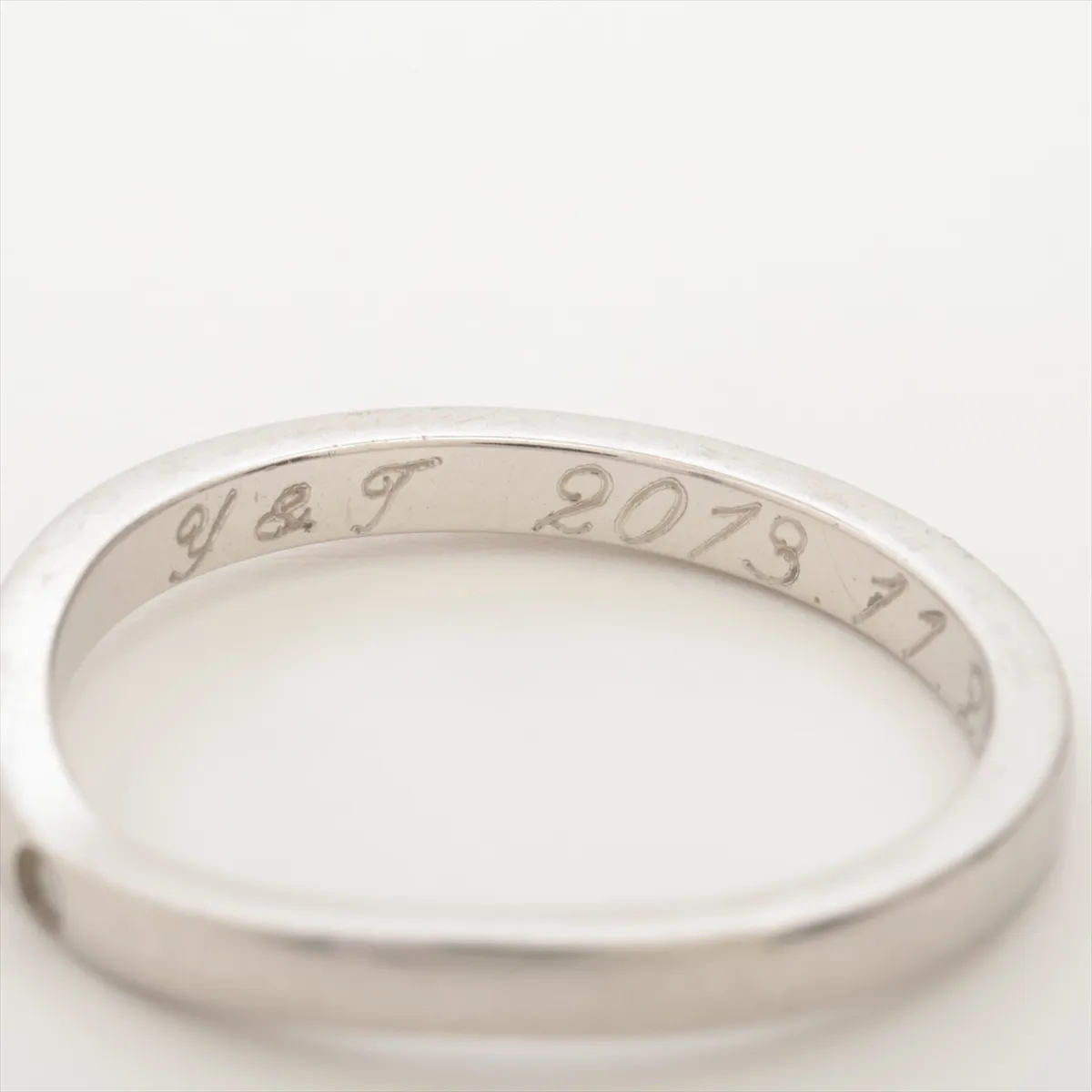 Ballerina Curve Wedding Ring with 3 Diamonds, Pt950, 3.4g, Size 51, Initials WV9014 — view 3