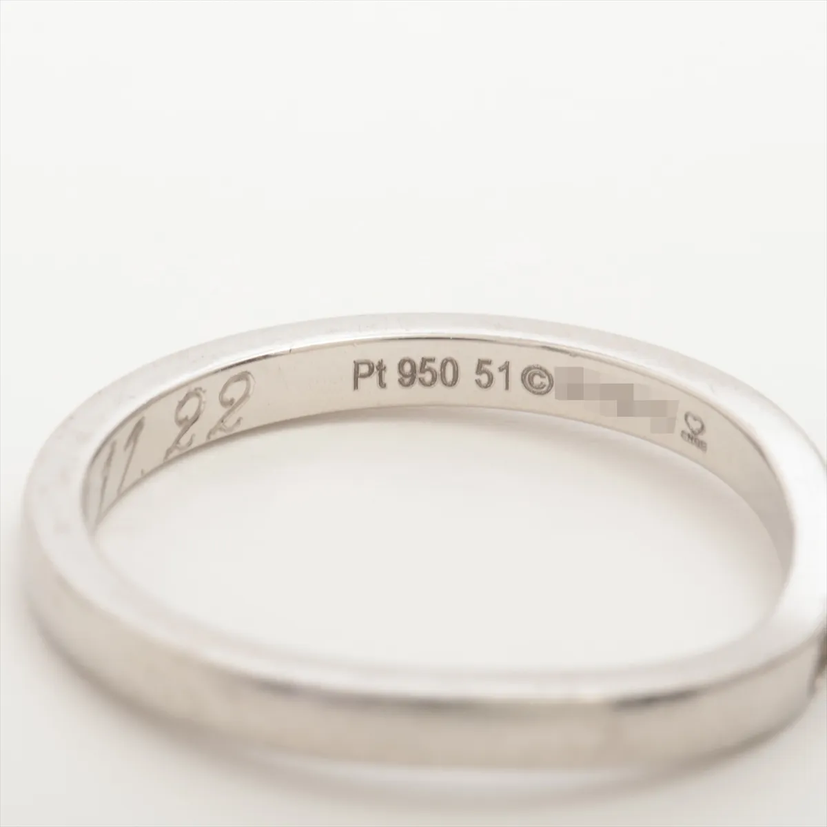 Ballerina Curve Wedding Ring with 3 Diamonds, Pt950, 3.4g, Size 51, Initials WV9014 — view 4