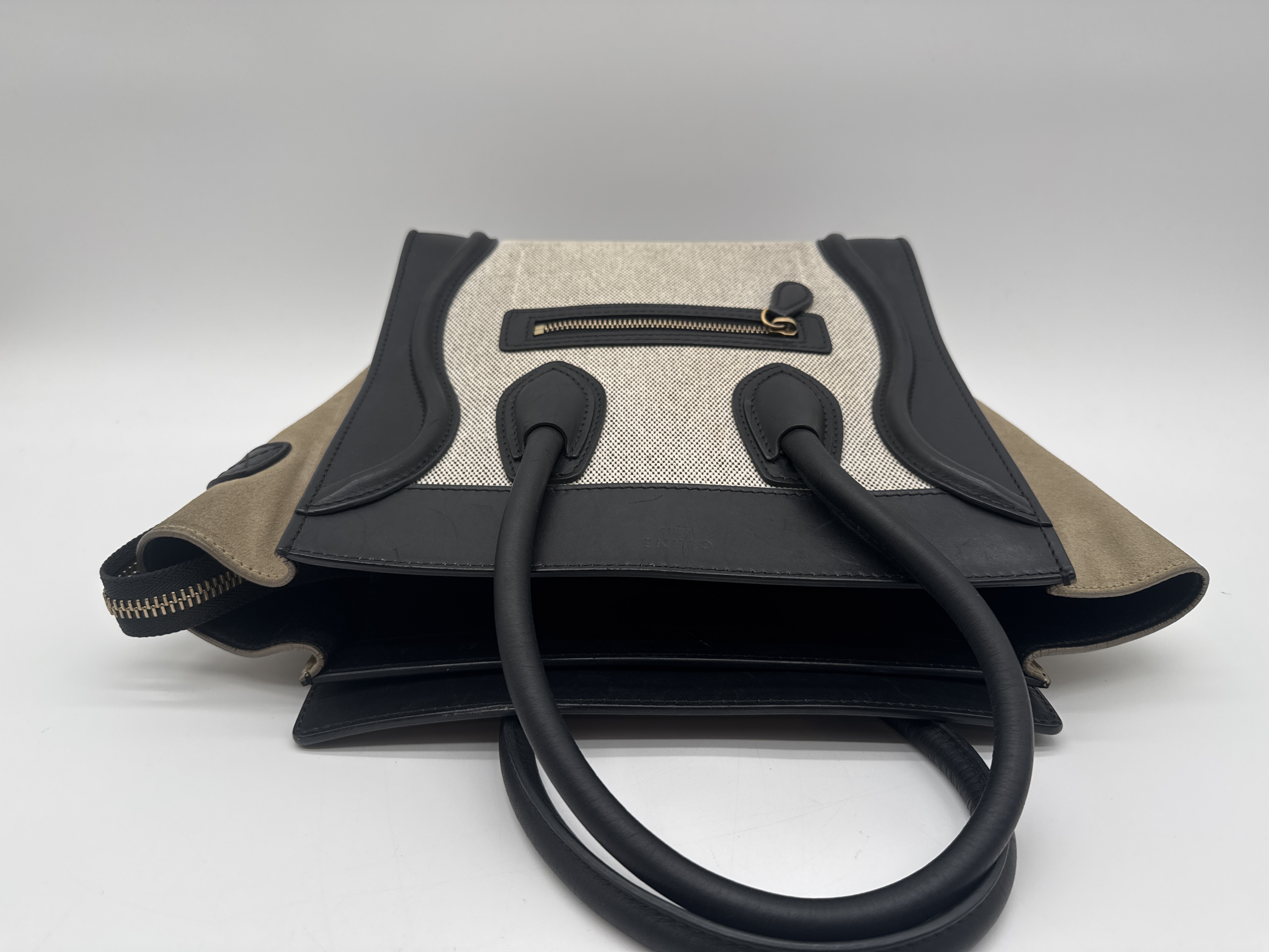 Micro Shopper Luggage Suede Handbag — view 5