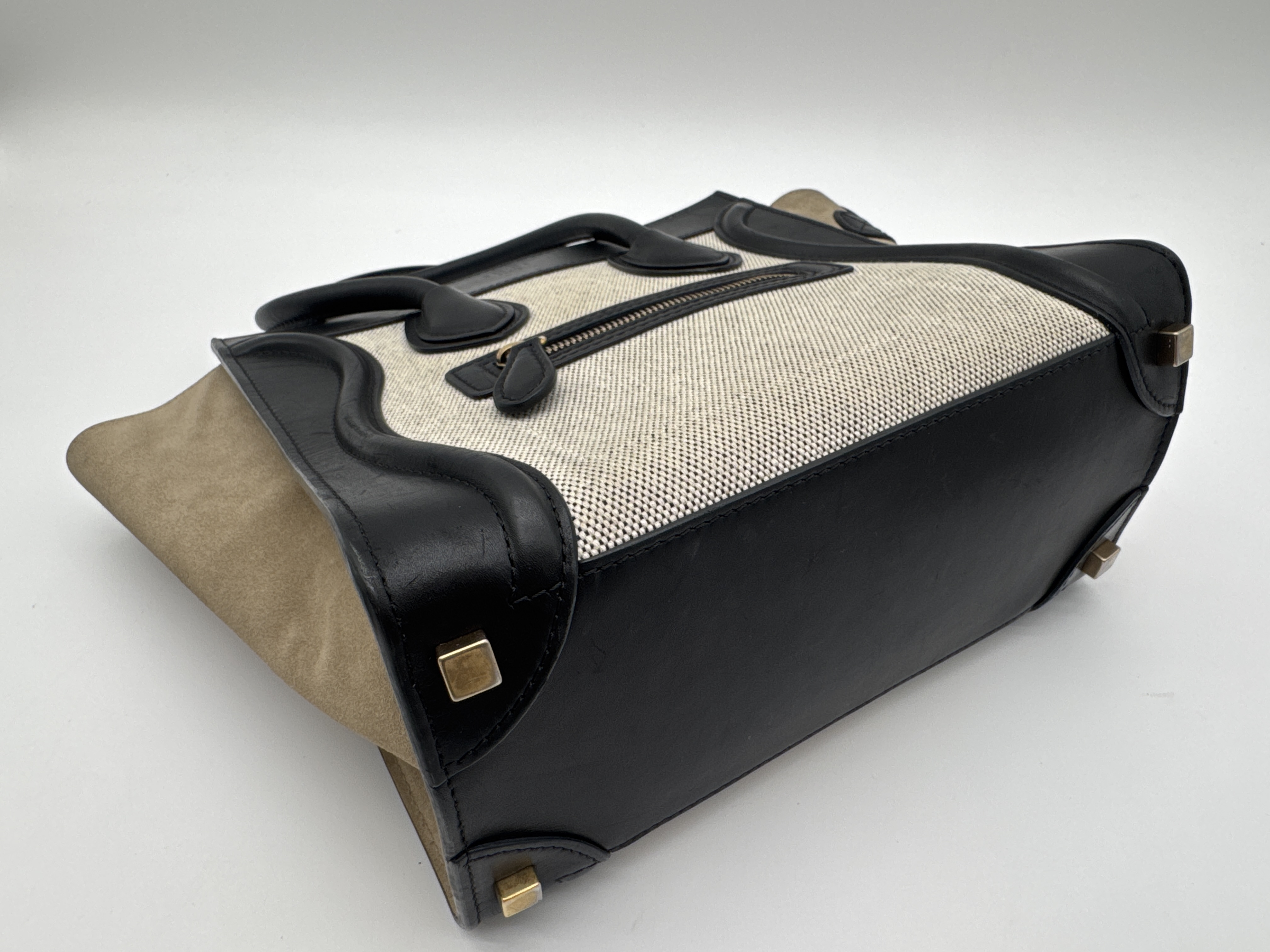 Micro Shopper Luggage Suede Handbag — view 6