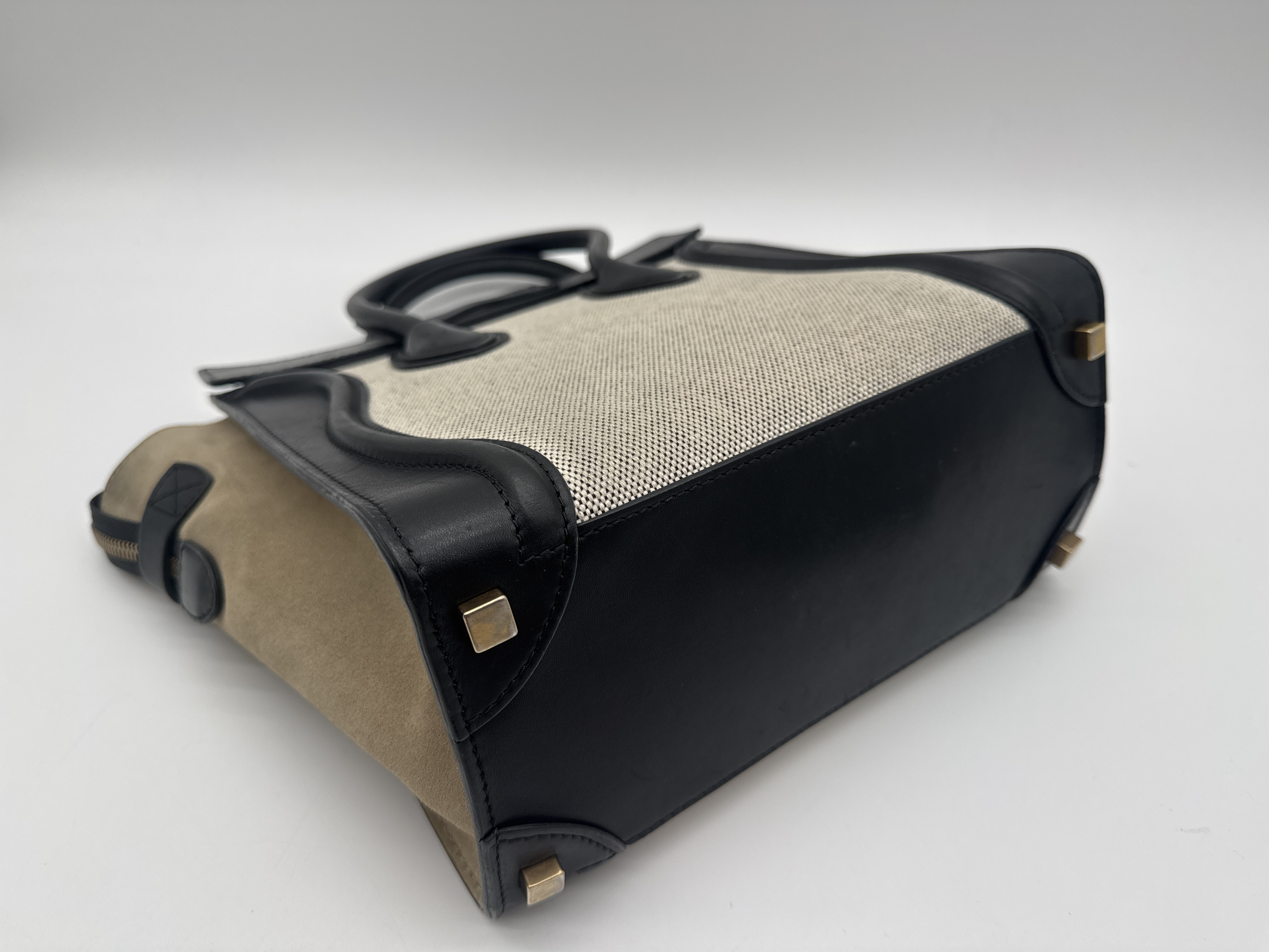Micro Shopper Luggage Suede Handbag — view 7