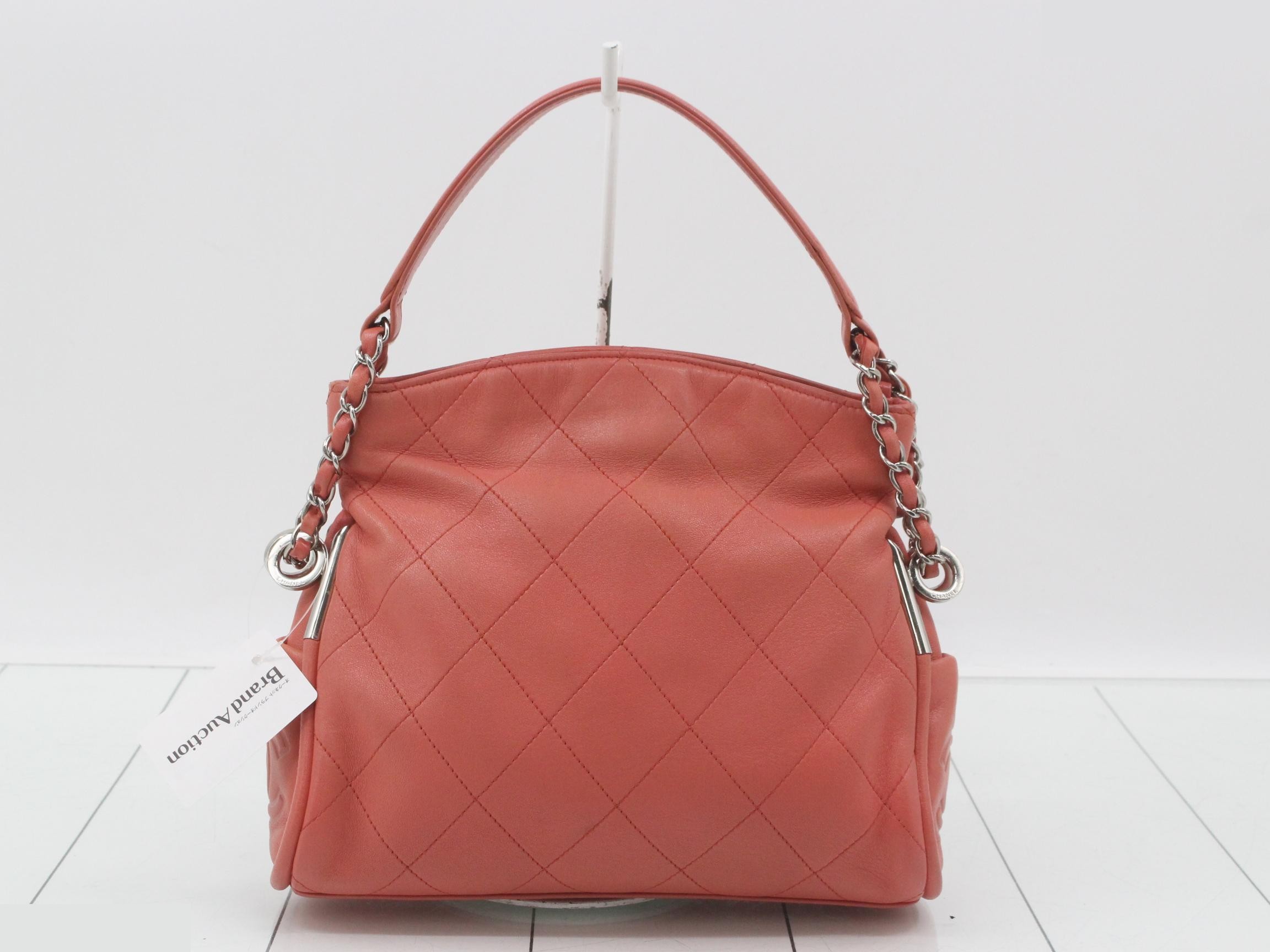 Lambskin Matelassé Chain Shoulder Bag, Pink, Silver Hardware, Series 10 — view 2