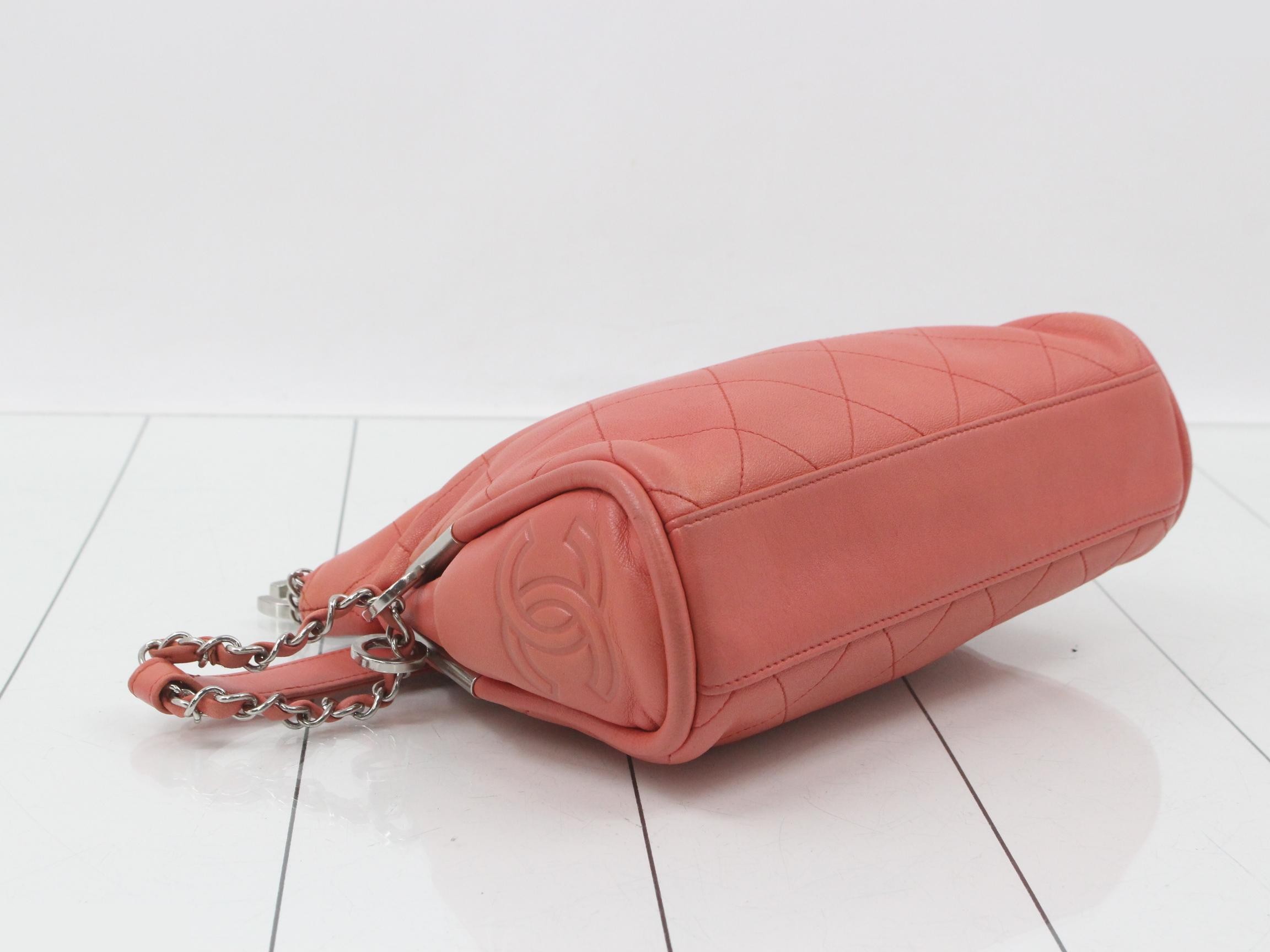 Lambskin Matelassé Chain Shoulder Bag, Pink, Silver Hardware, Series 10 — view 5