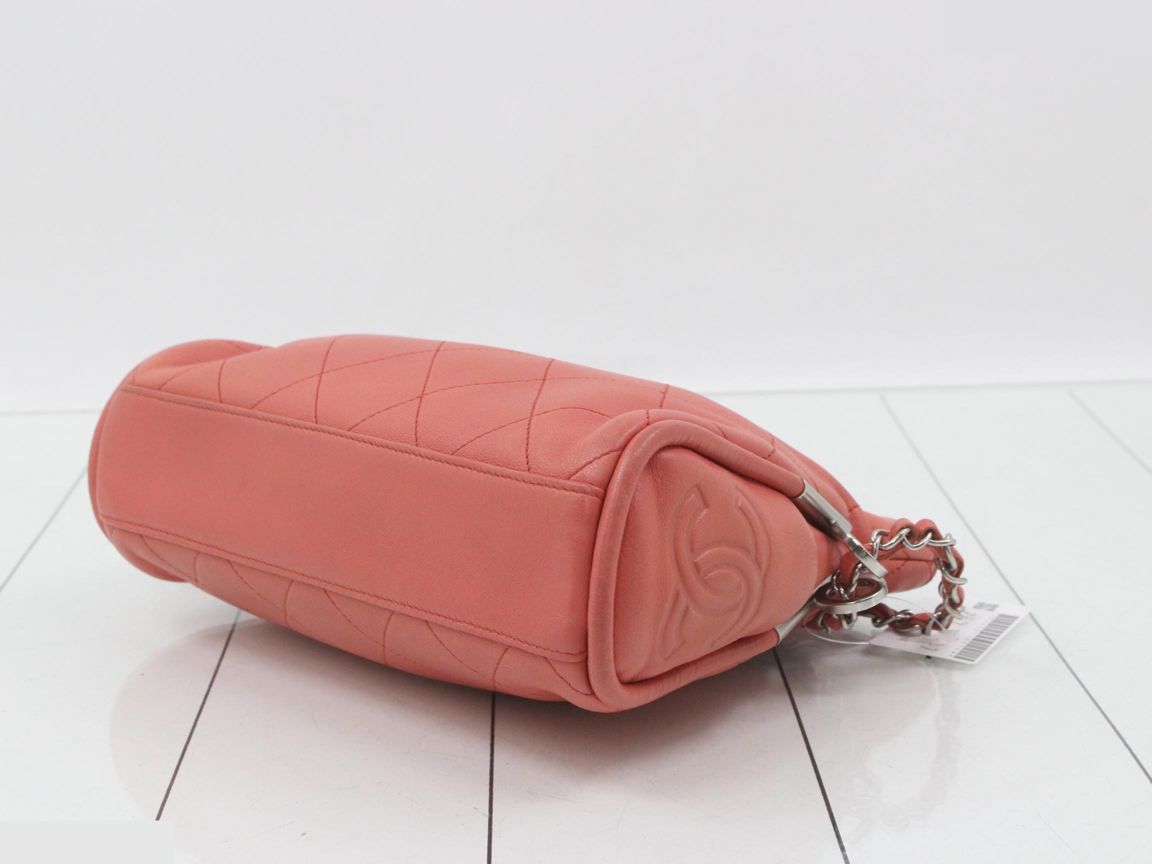 Lambskin Matelassé Chain Shoulder Bag, Pink, Silver Hardware, Series 10 — view 6