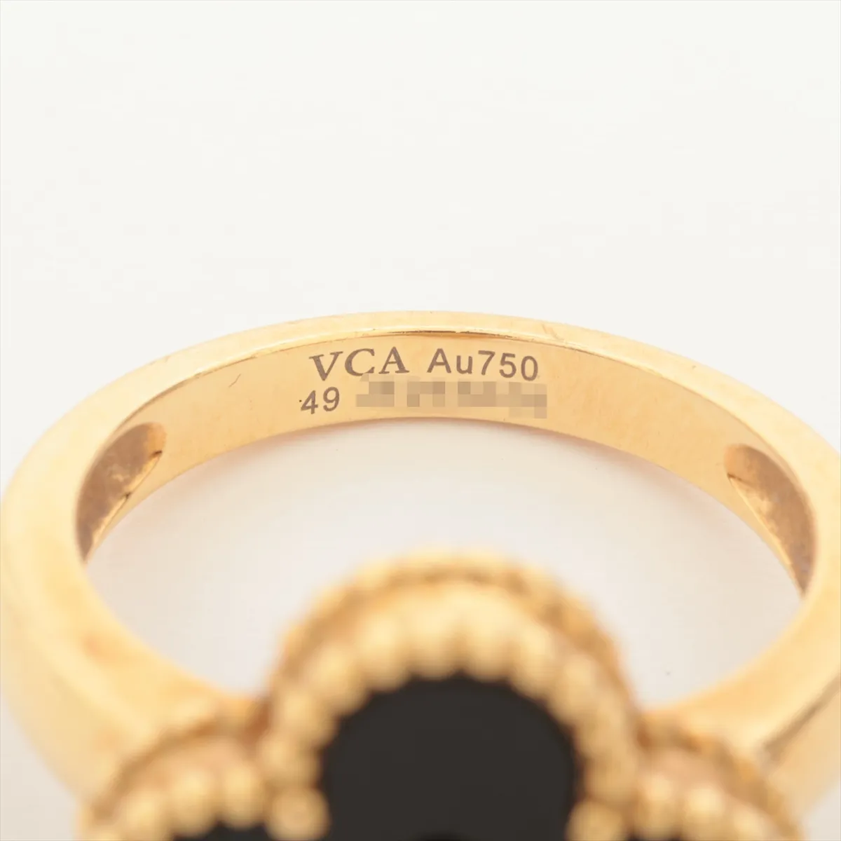 Vintage Alhambra Onyx Diamond Ring, 750 (Yellow Gold), 6.7g, Size 49, JE263208, hallmark — view 3