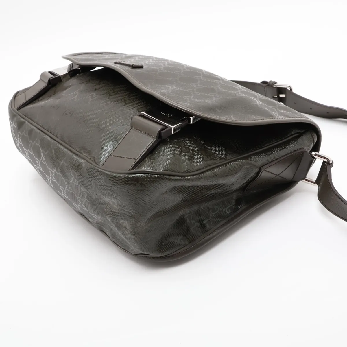 GG Imprime PVC x Leather Shoulder Bag, Khaki, 201732 — view 3