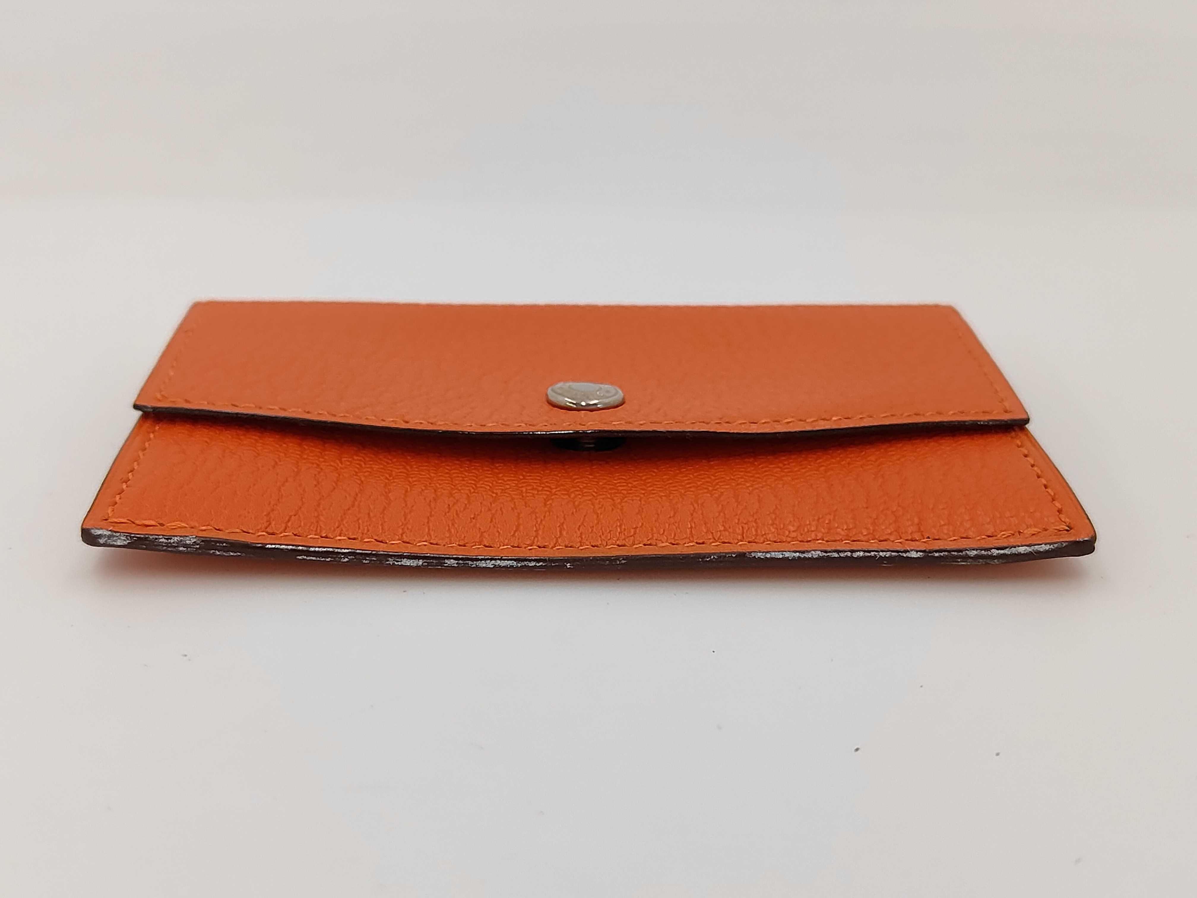 Coin Card Case Chevre Mysore Silver Hardware Orange Poppy I Wallet — view 3