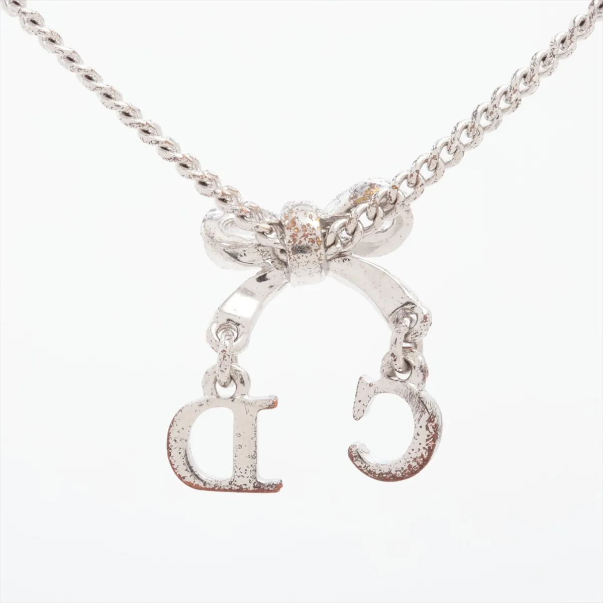 CD Logo Necklace GP x Rhinestone Silver — view 2