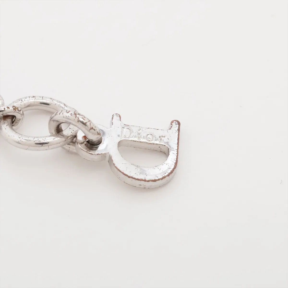 CD Logo Necklace GP x Rhinestone Silver — view 4