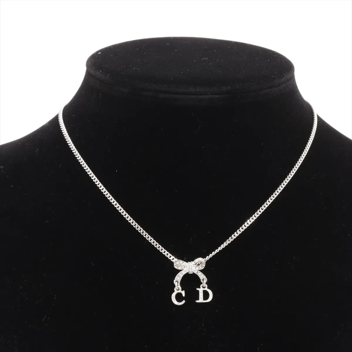 CD Logo Necklace GP x Rhinestone Silver — view 5