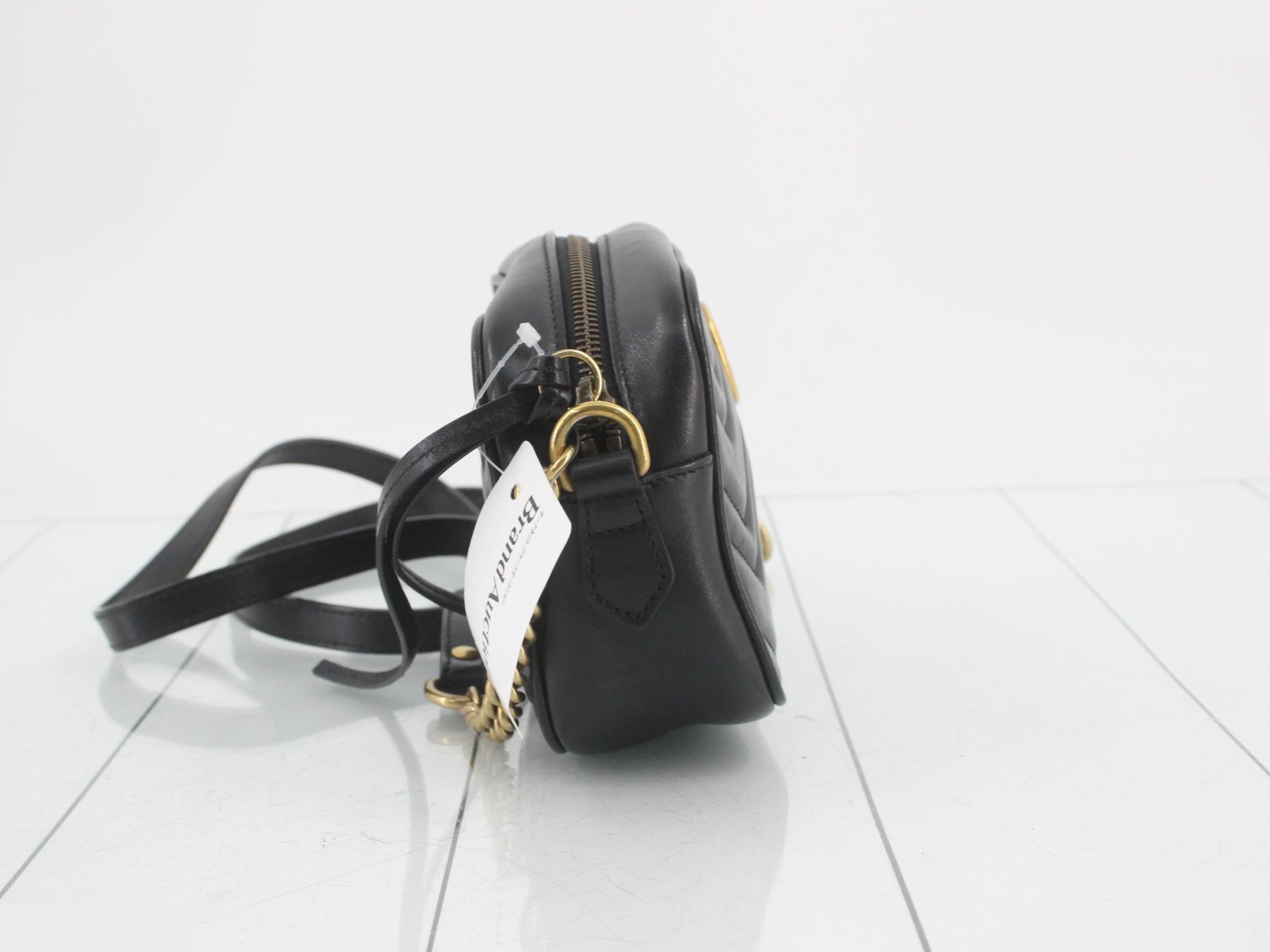 GG Marmont Leather Chain Shoulder Bag, Black — view 4