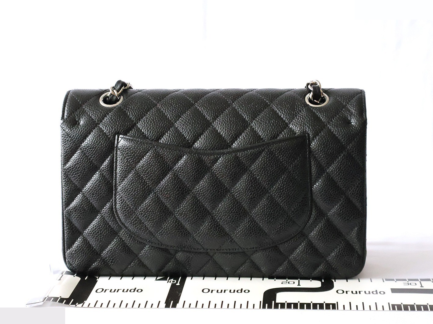 Caviar leather Matelassé 25 Double flap Double chain shoulder bag, black — view 2