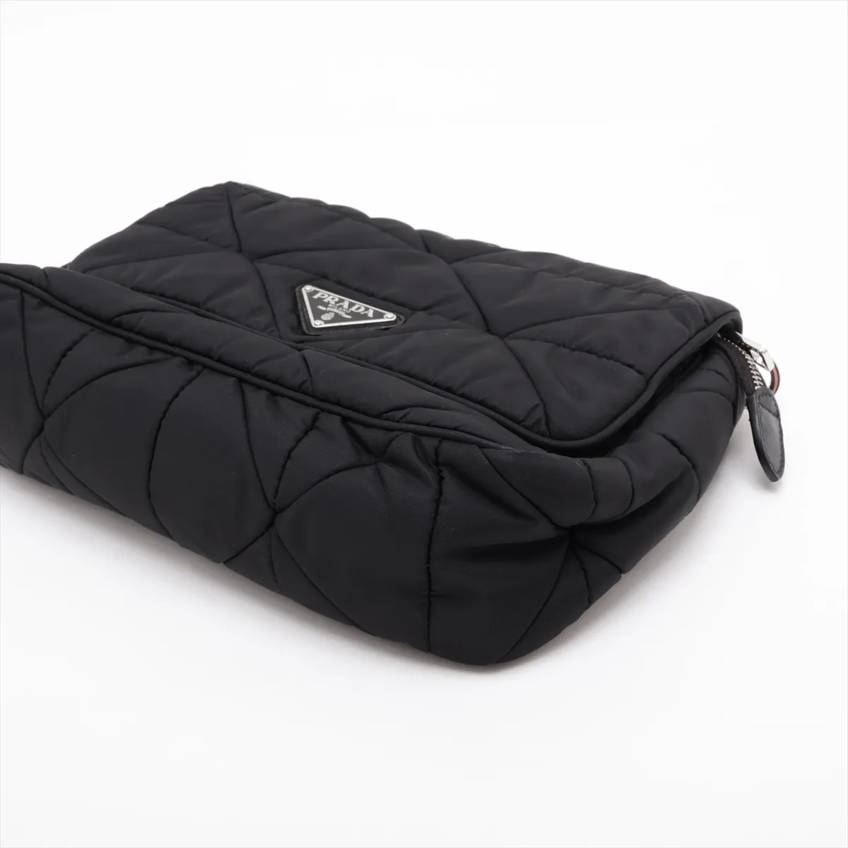 Tessuto Quilted Nylon x Leather Shoulder Bag, Black — view 3