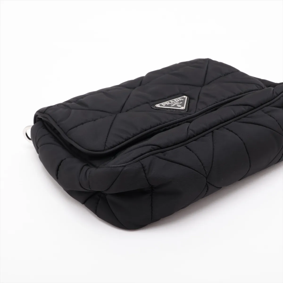 Tessuto Quilted Nylon x Leather Shoulder Bag, Black — view 4