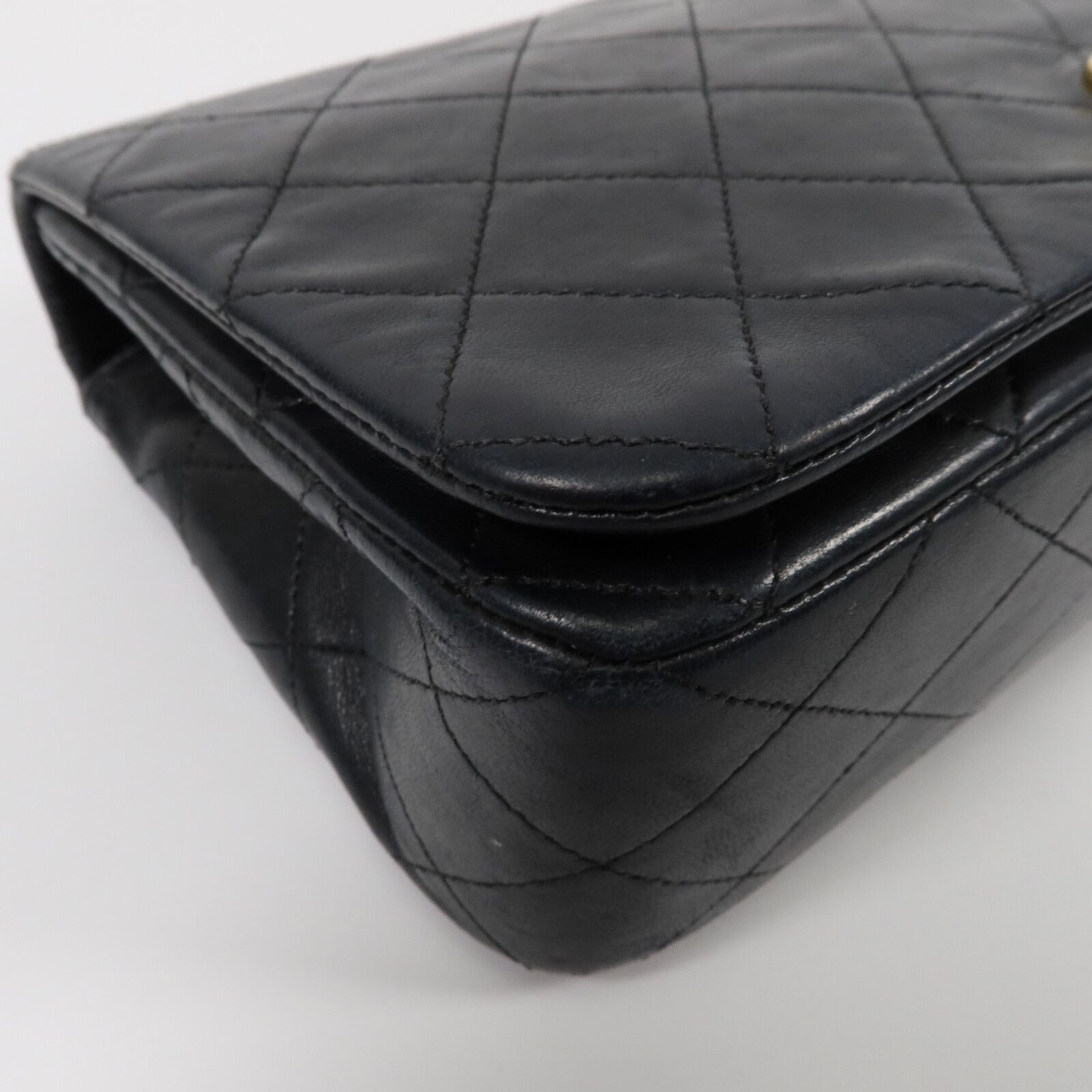Vintage Black Lambskin Full Flap w/GHW — view 11