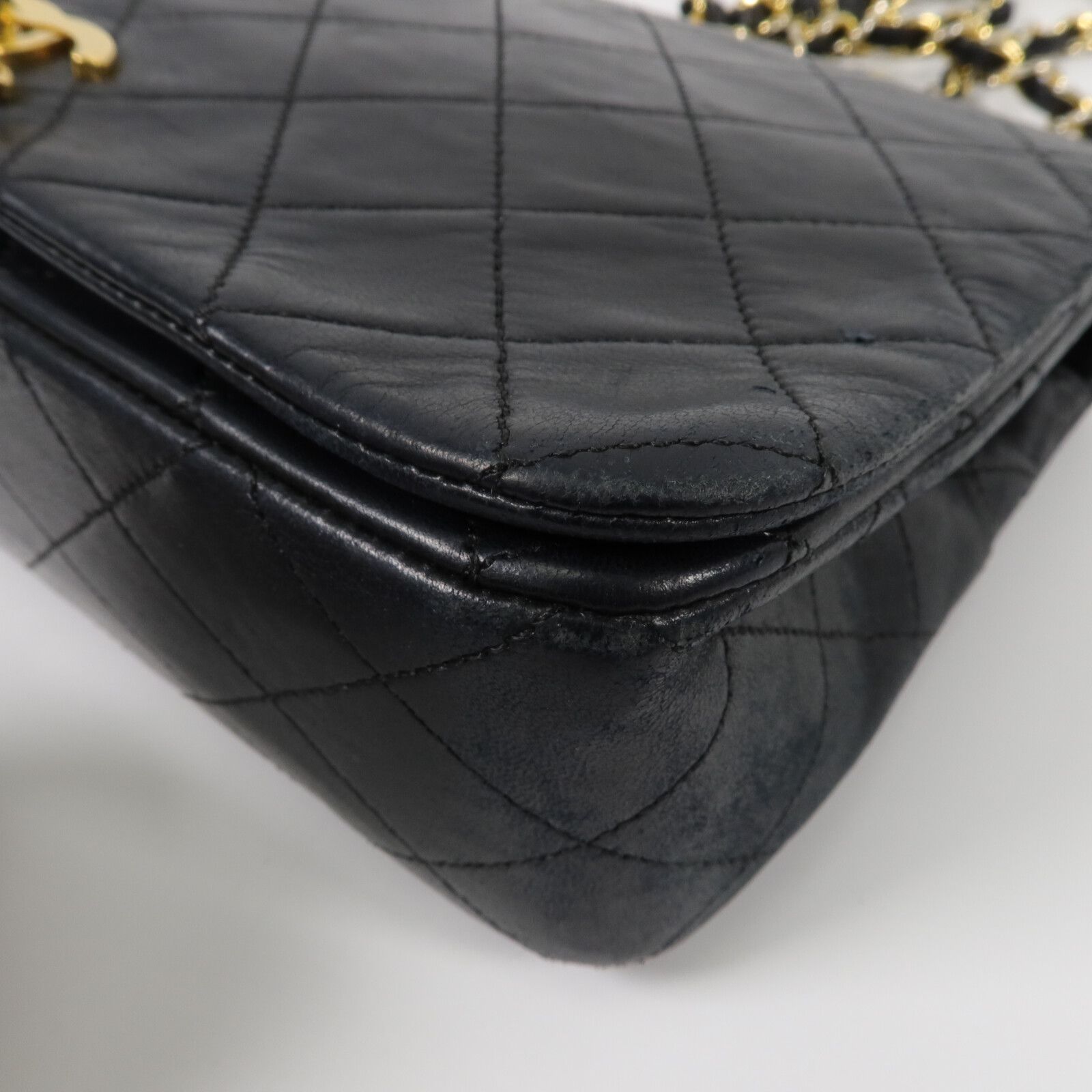 Vintage Black Lambskin Full Flap w/GHW — view 12