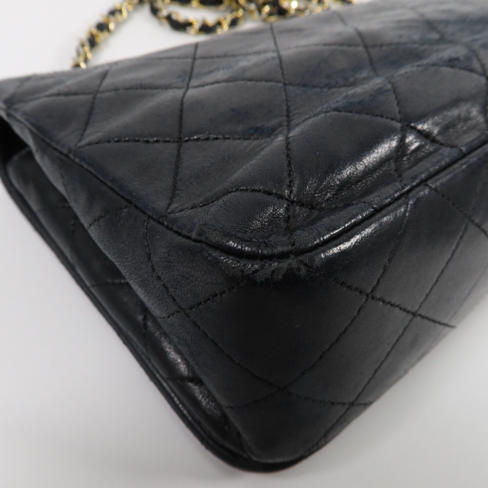 Vintage Black Lambskin Full Flap w/GHW — view 13