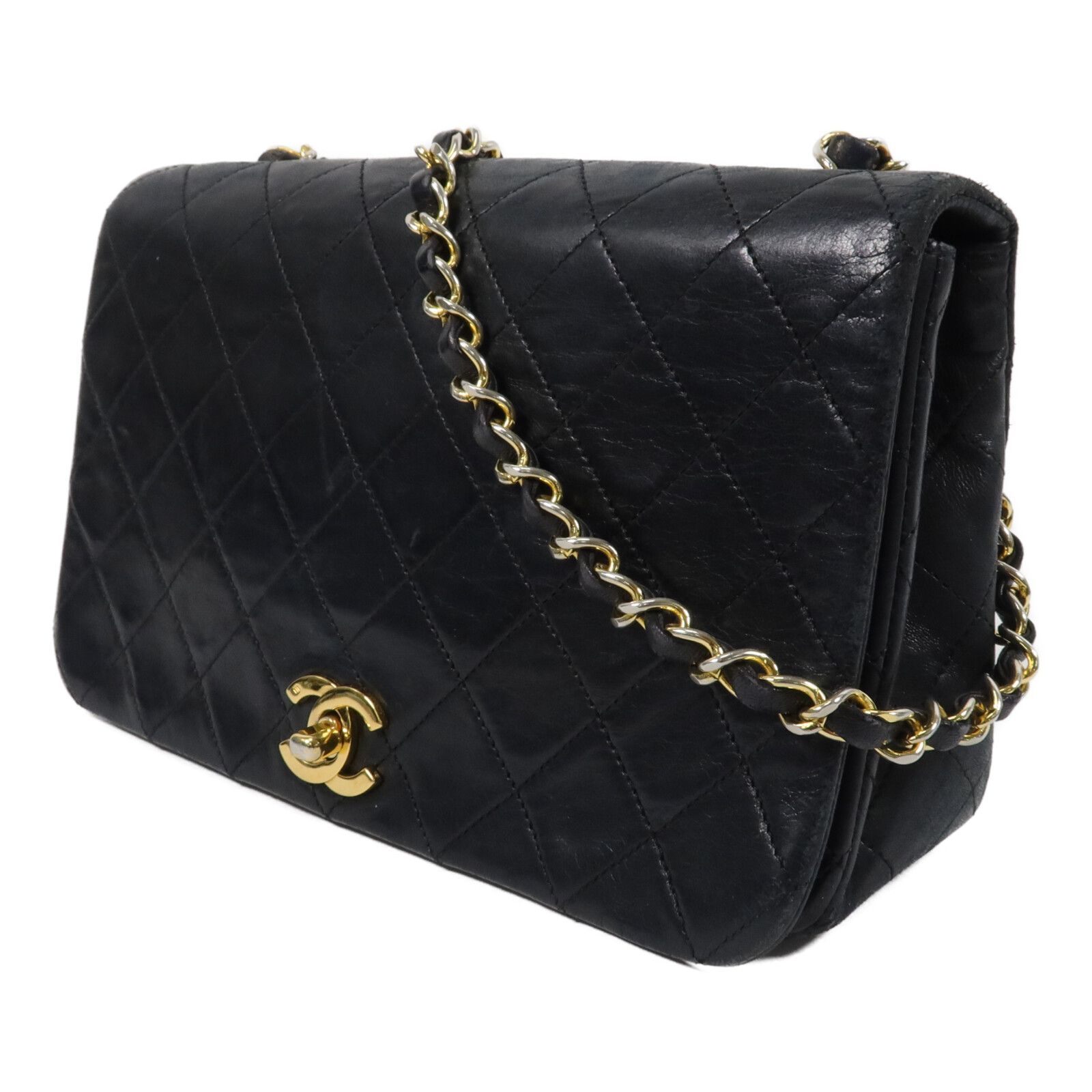 Vintage Black Lambskin Full Flap w/GHW — view 3