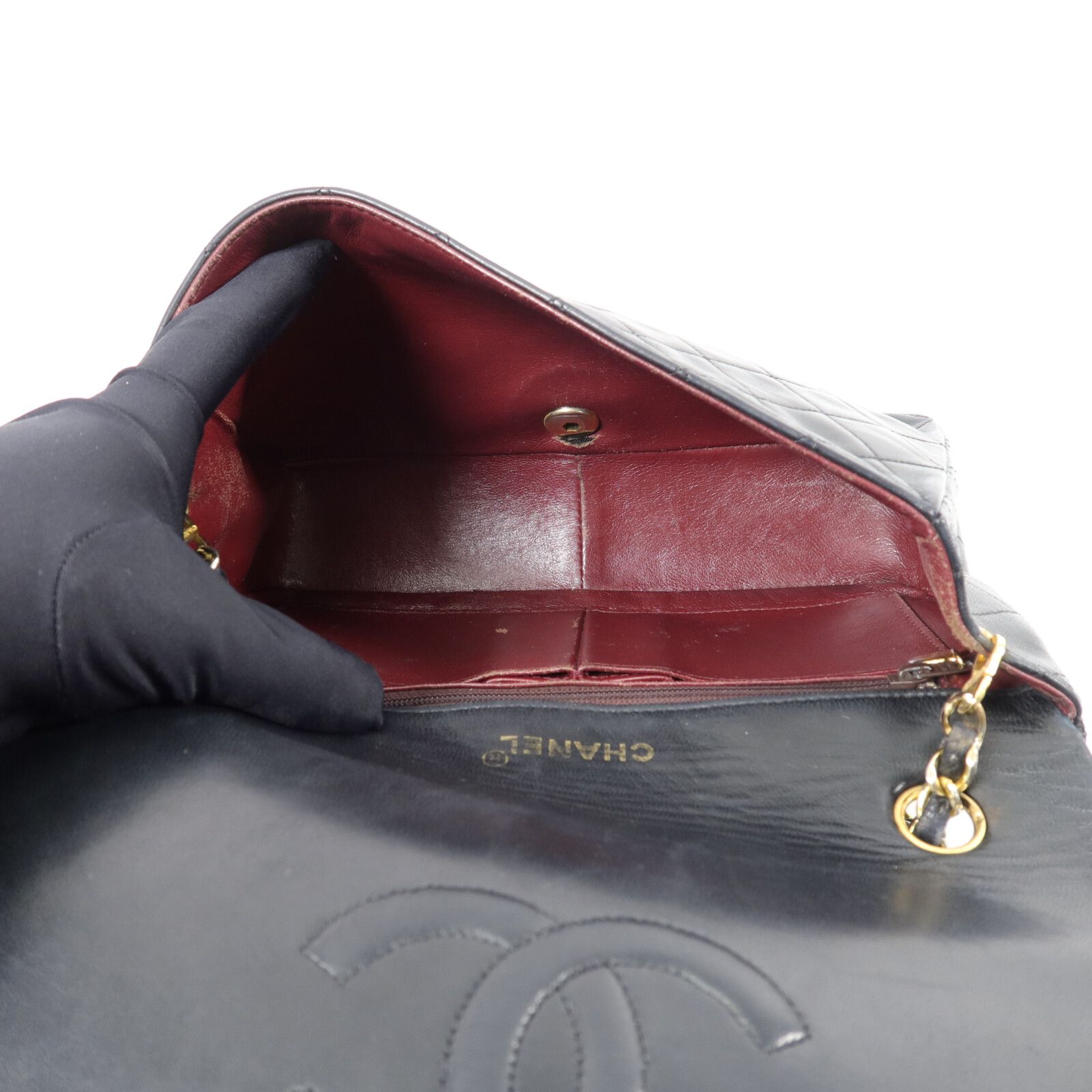 Vintage Black Lambskin Full Flap w/GHW — view 5