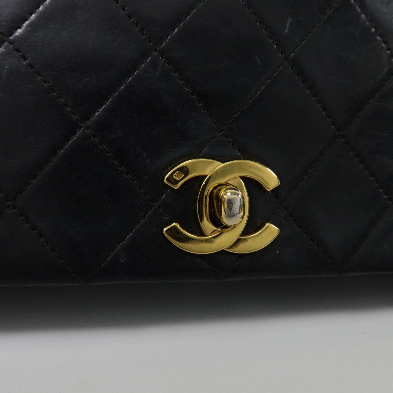 Vintage Black Lambskin Full Flap w/GHW — view 8