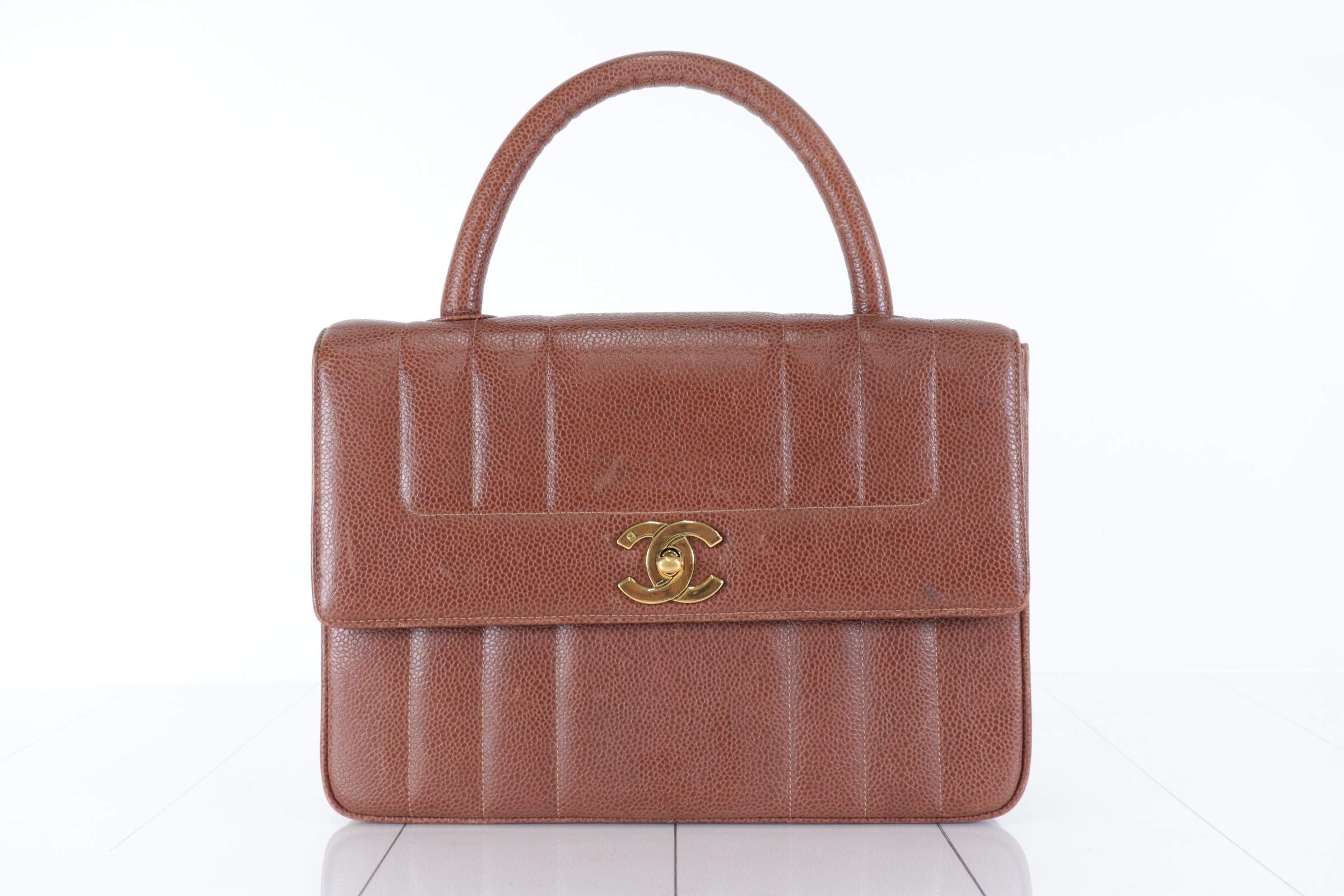 Caviar leather handbag, brown, unit number 3. — view 2