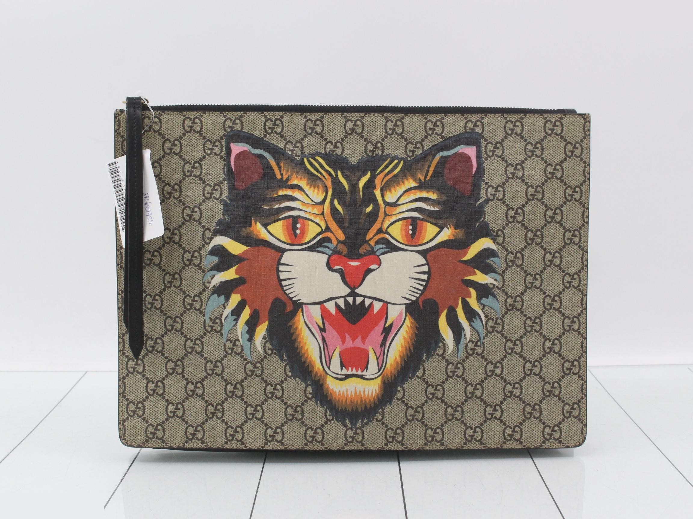 GG Supreme Angry Cat Clutch Bag