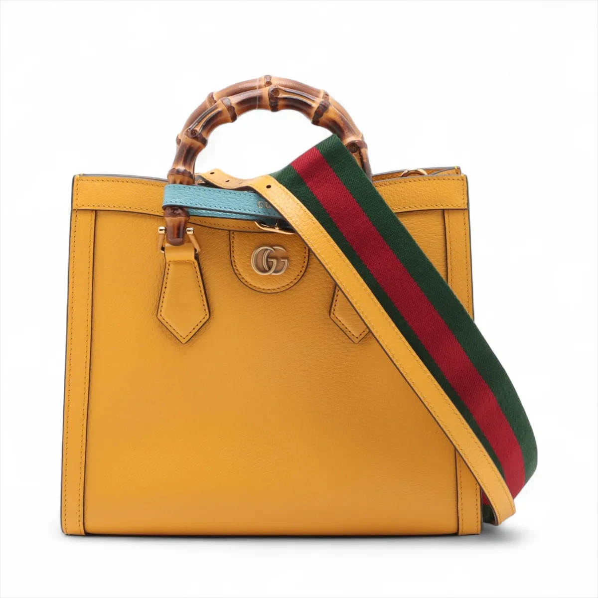 Bamboo Diana Leather 2-Way Handbag, Yellow, 702721