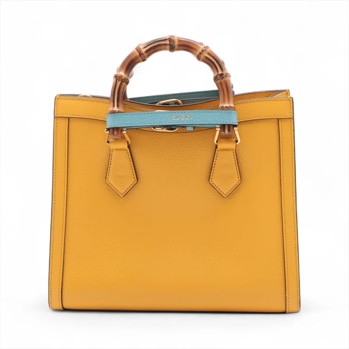 Bamboo Diana Leather 2-Way Handbag, Yellow, 702721 — view 2