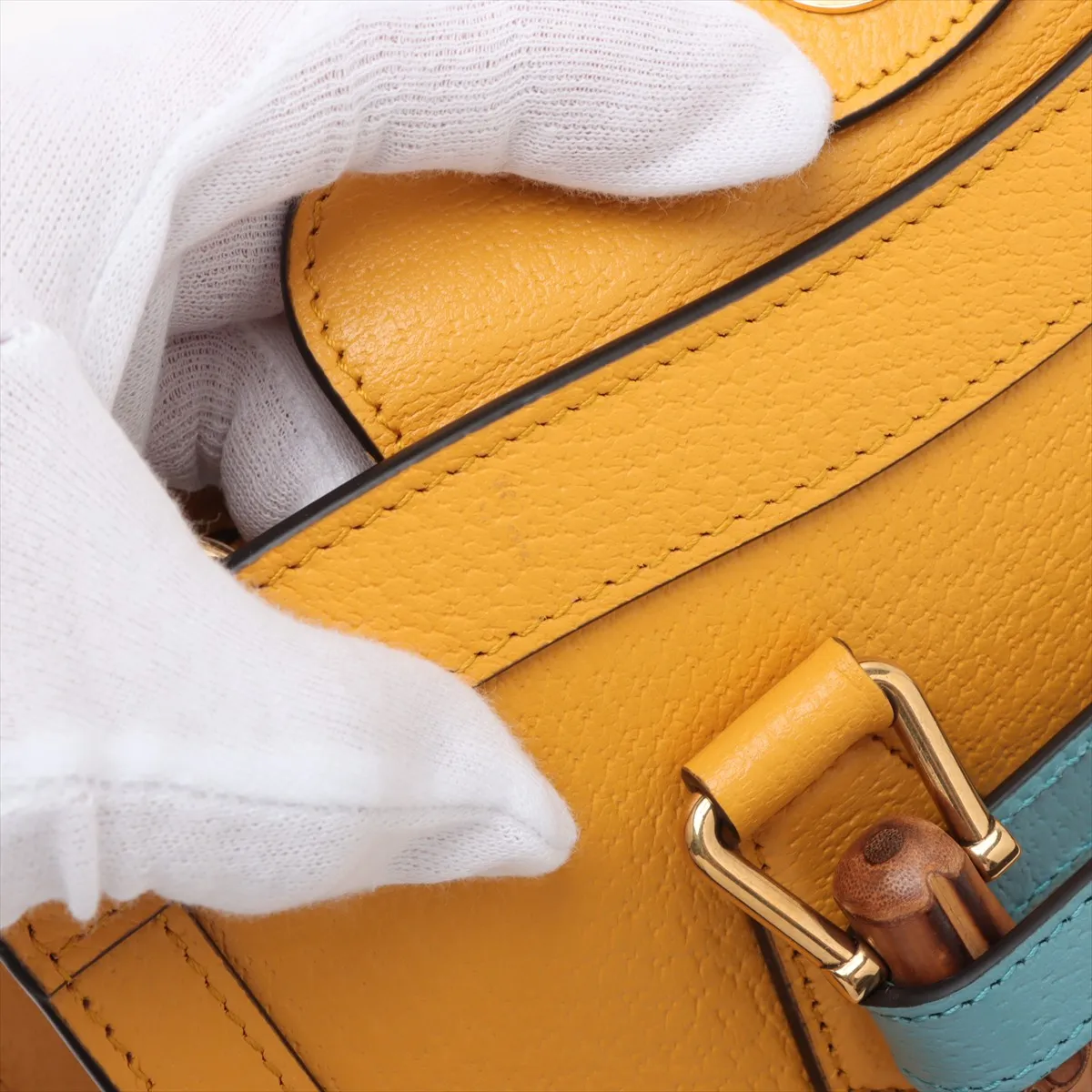 Bamboo Diana Leather 2-Way Handbag, Yellow, 702721 — view 13