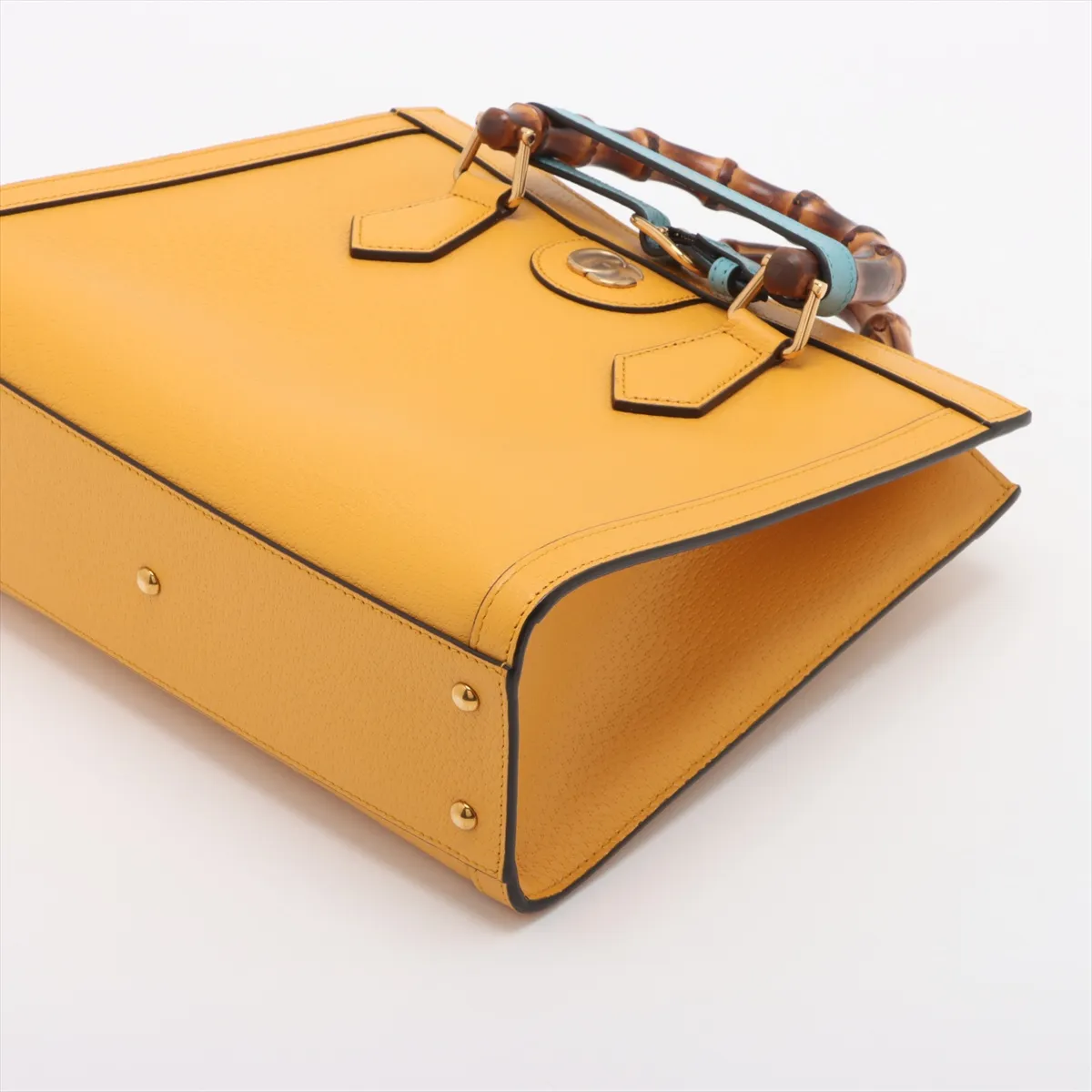 Bamboo Diana Leather 2-Way Handbag, Yellow, 702721 — view 3