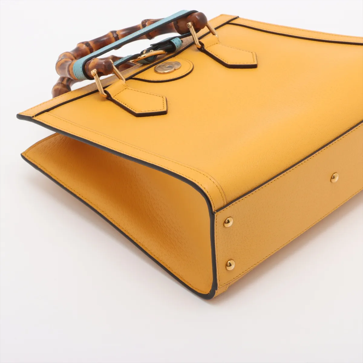 Bamboo Diana Leather 2-Way Handbag, Yellow, 702721 — view 4
