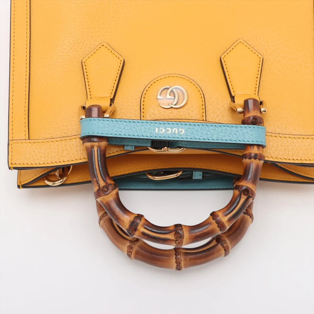 Bamboo Diana Leather 2-Way Handbag, Yellow, 702721 — view 5