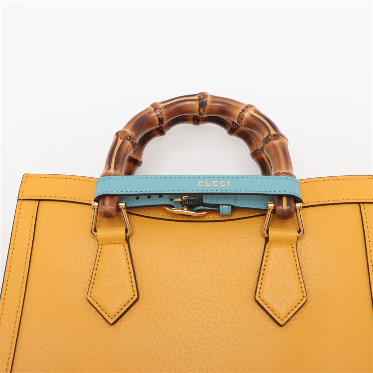 Bamboo Diana Leather 2-Way Handbag, Yellow, 702721 — view 6