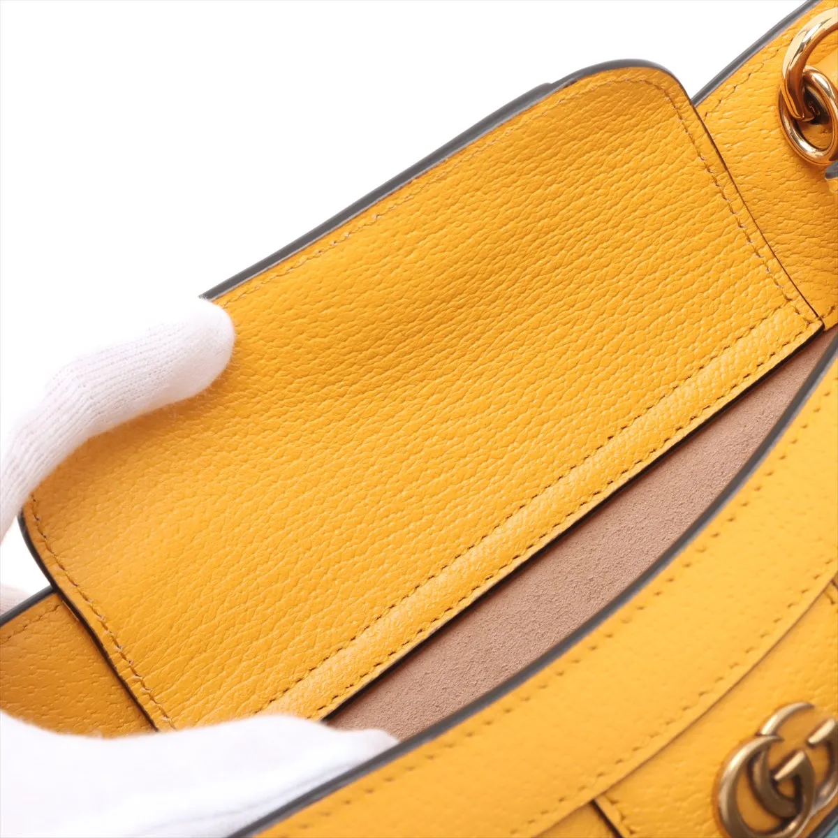 Bamboo Diana Leather 2-Way Handbag, Yellow, 702721 — view 10