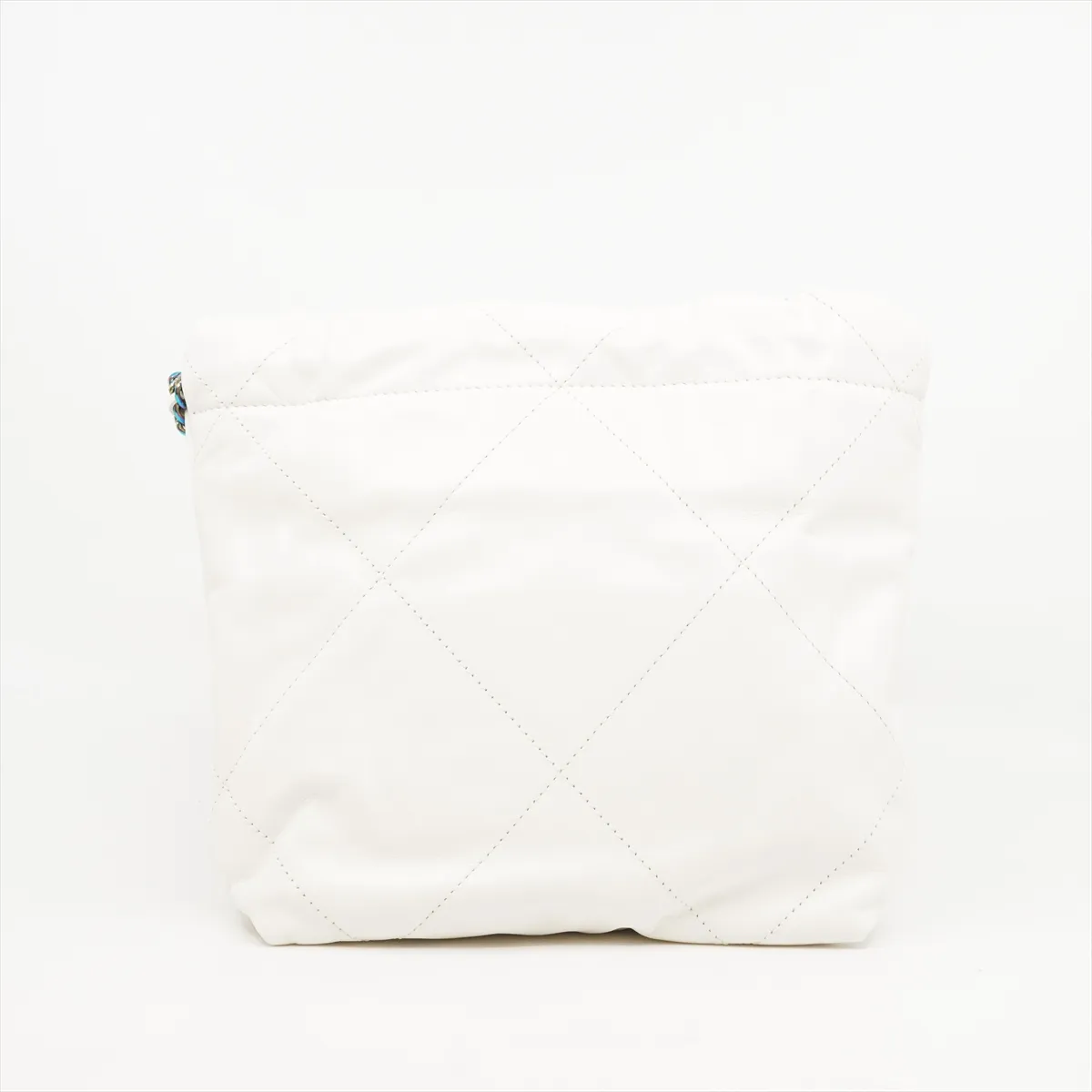 22 Mini Shiny Calfskin Shoulder Bag, White with Rainbow Hardware, GC1P7KJ7, with dust bag and unopened charm. — view 2