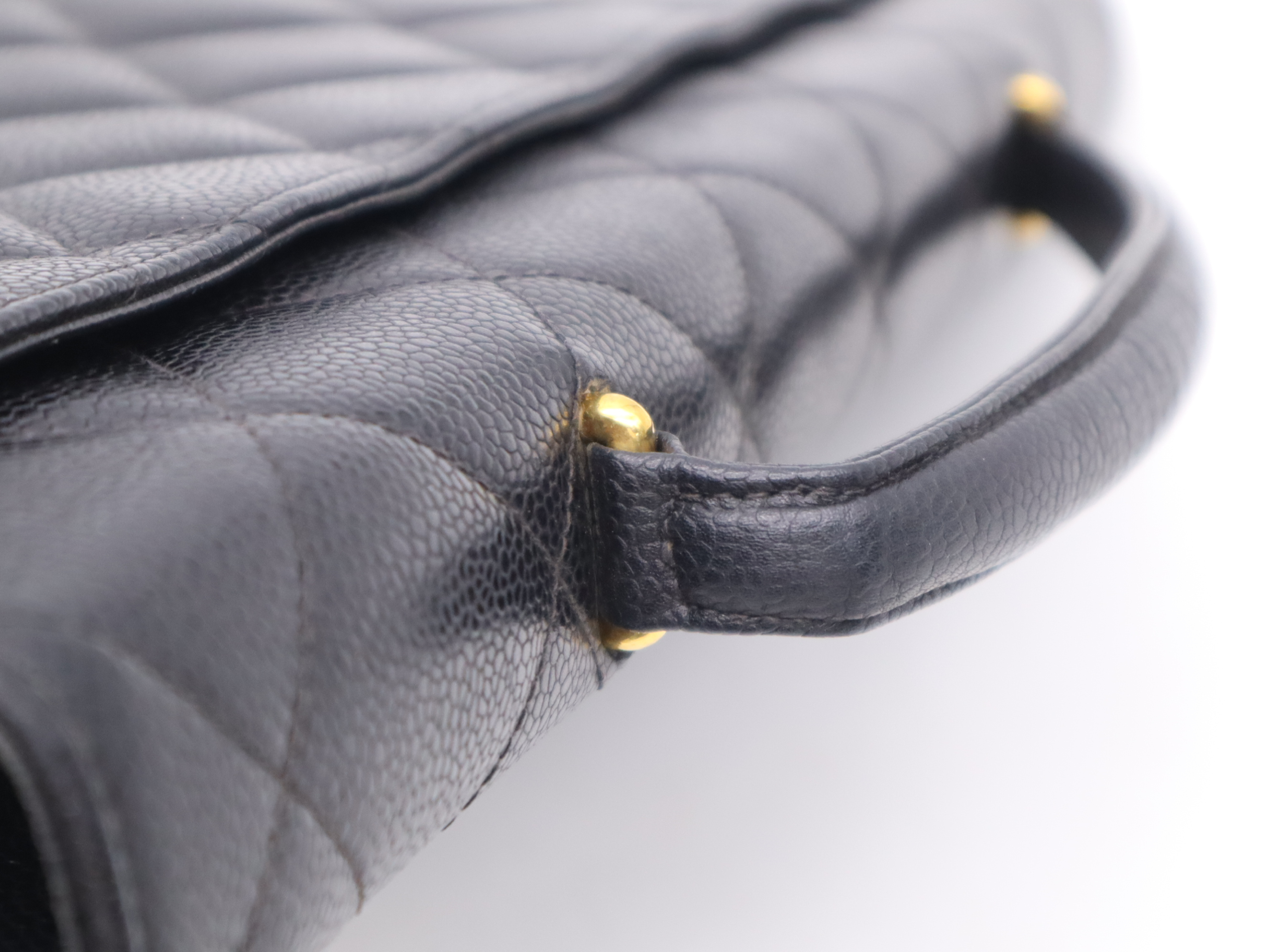 A02794 Caviar Skin Matelassé Turnlock Business Bag, Black with Gold Hardware, Original Seal (Incomplete/Unclear) — view 7