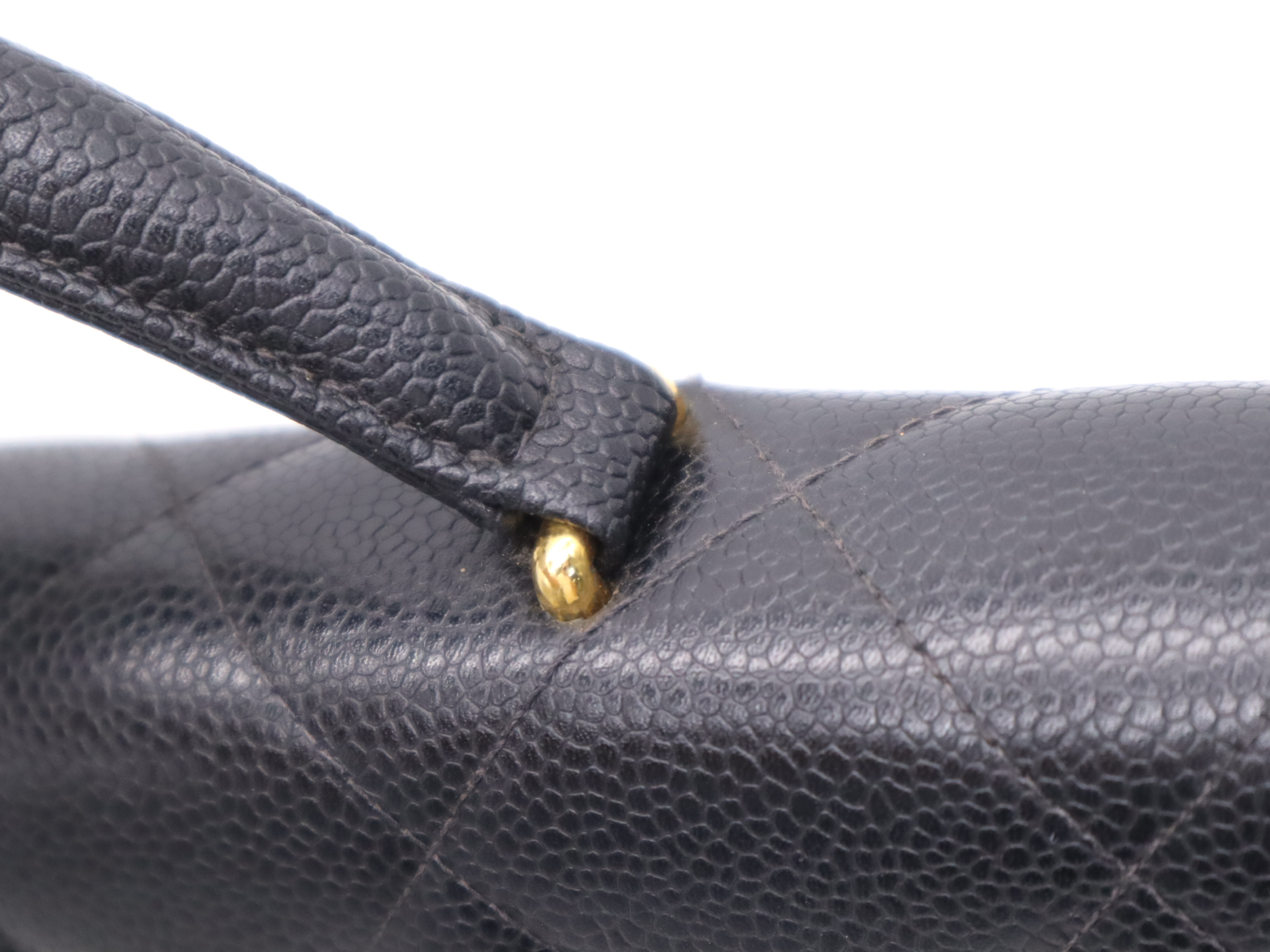 A02794 Caviar Skin Matelassé Turnlock Business Bag, Black with Gold Hardware, Original Seal (Incomplete/Unclear) — view 8