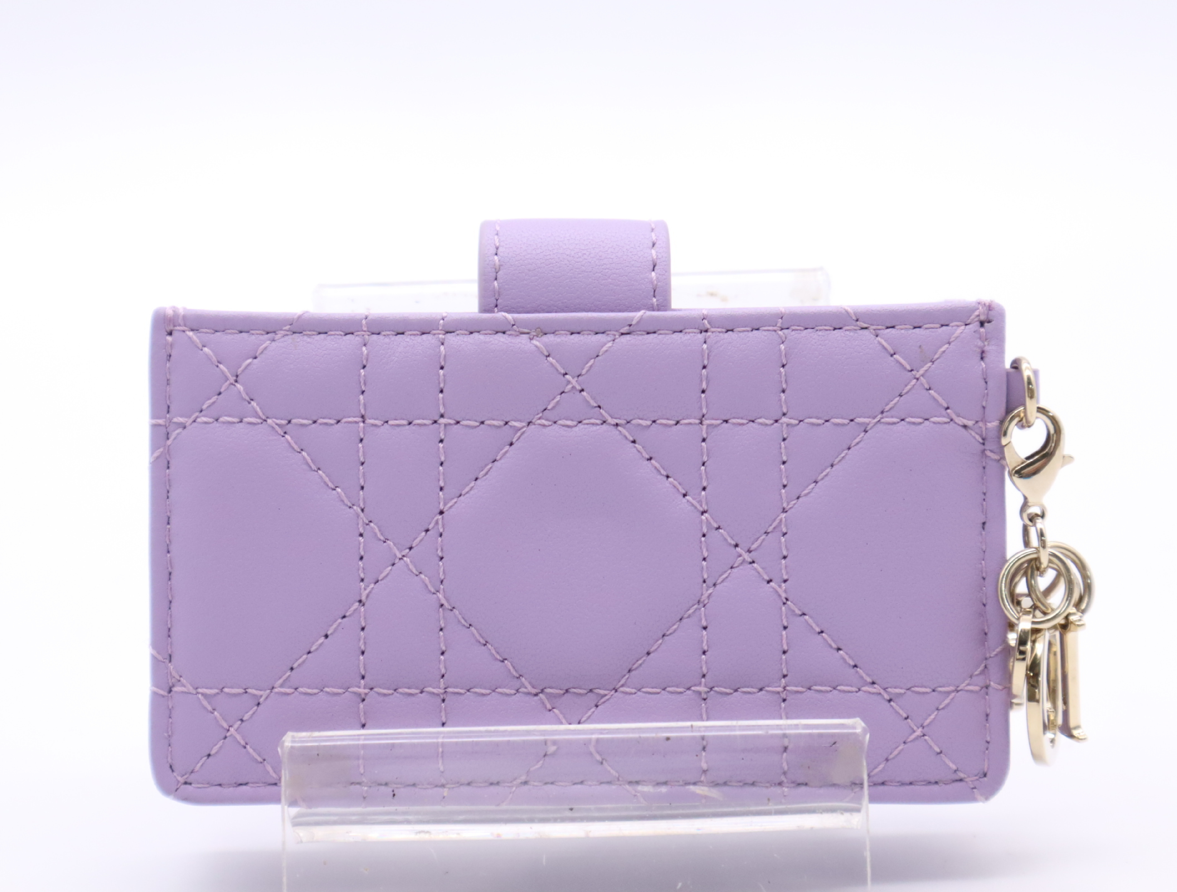S0074ONMJ Cannage Lambskin Lady Jasmine Card Holder Purple Card Case — view 2