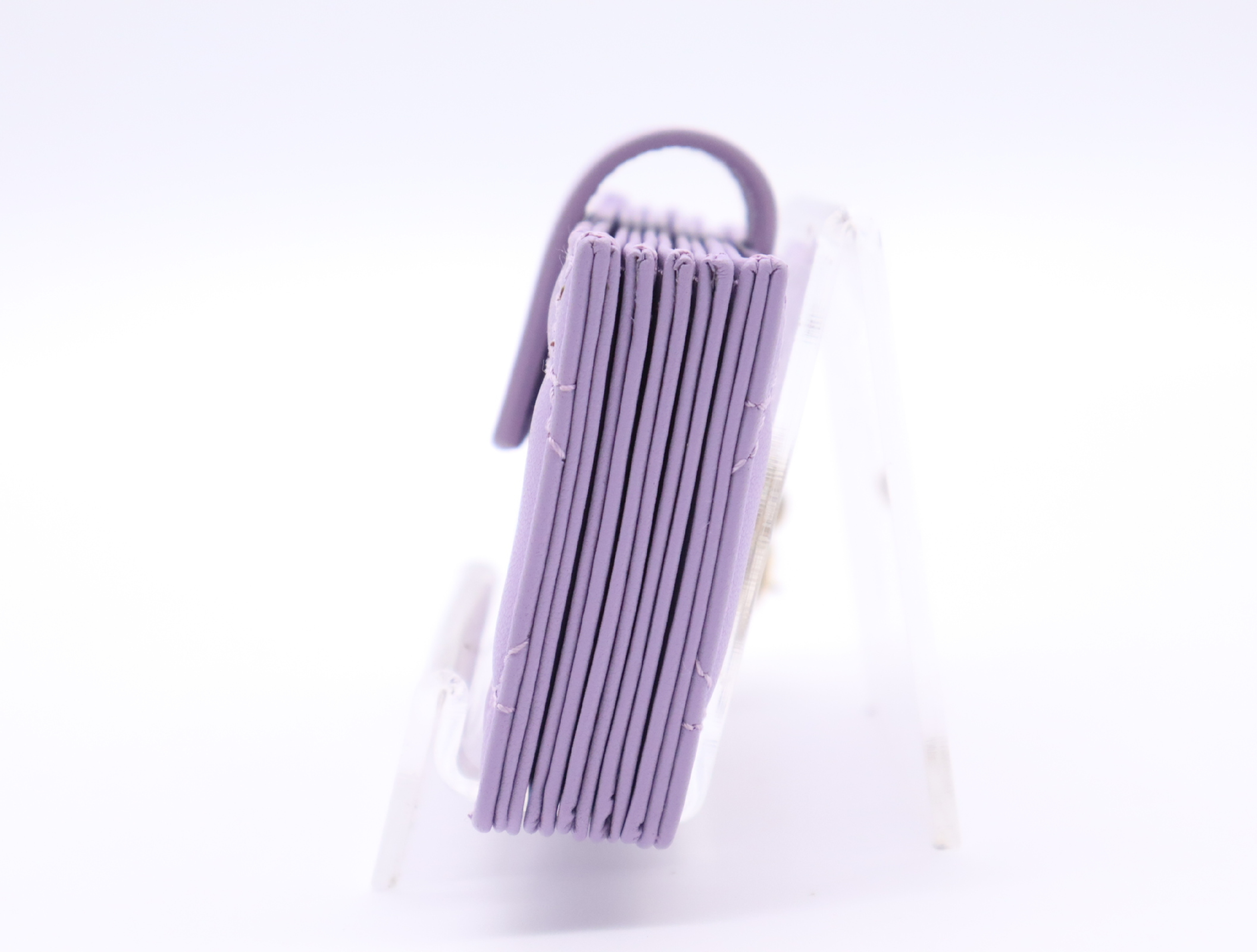 S0074ONMJ Cannage Lambskin Lady Jasmine Card Holder Purple Card Case — view 3