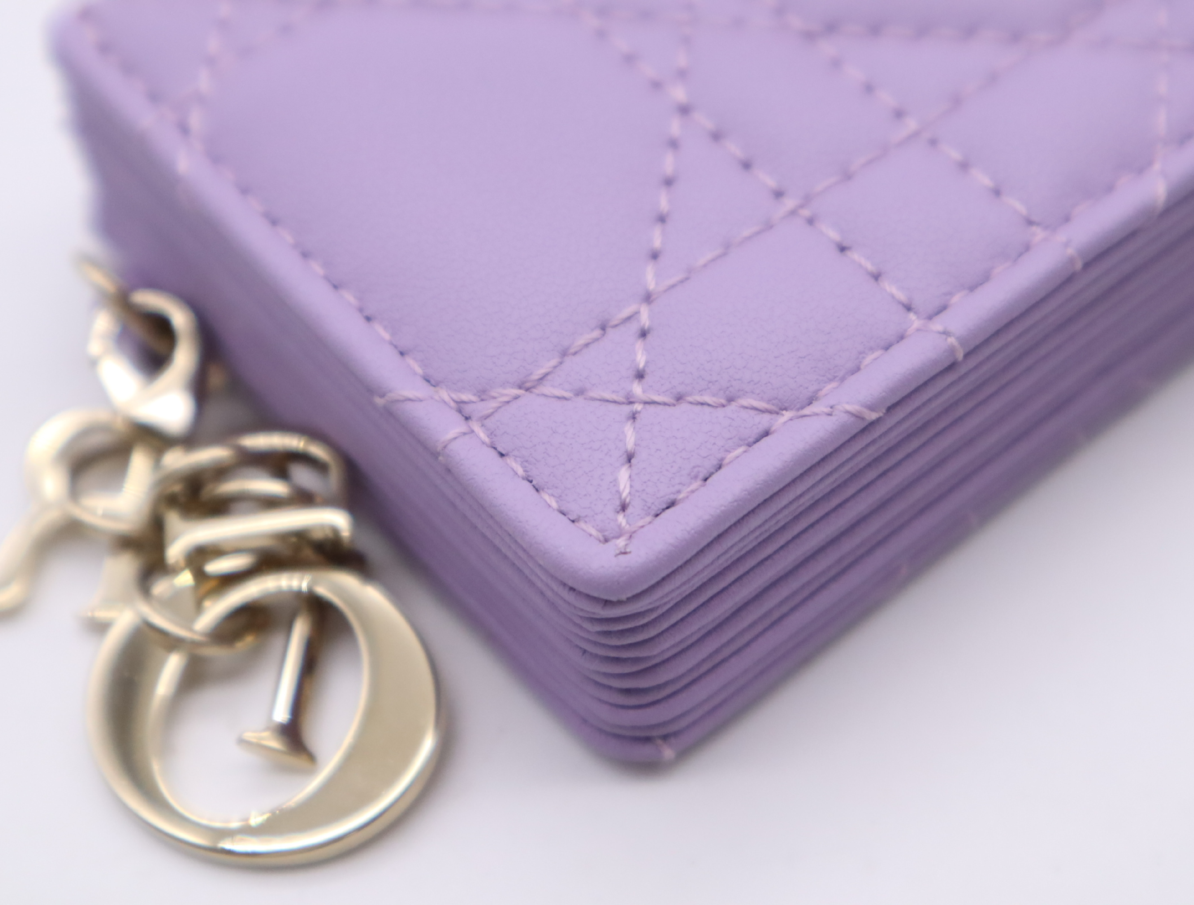S0074ONMJ Cannage Lambskin Lady Jasmine Card Holder Purple Card Case — view 6