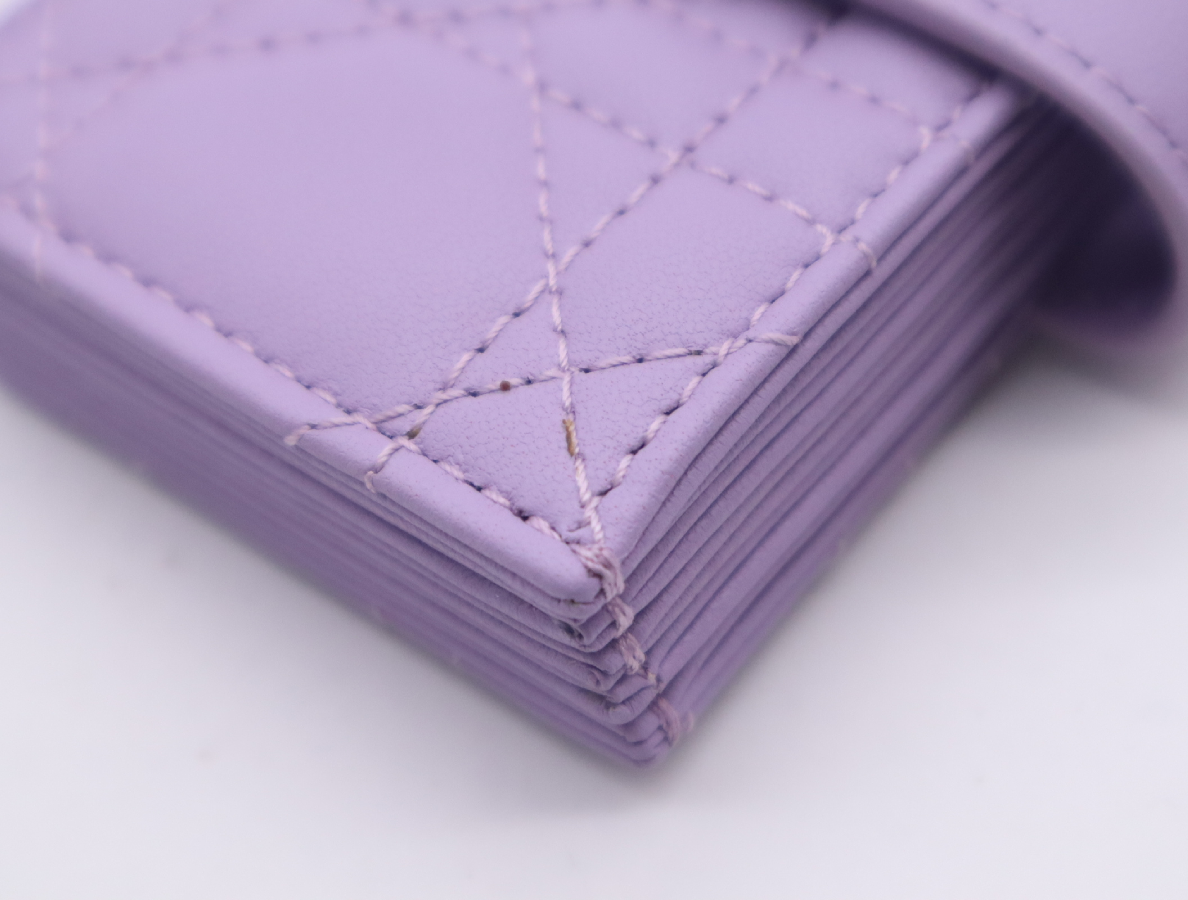 S0074ONMJ Cannage Lambskin Lady Jasmine Card Holder Purple Card Case — view 8