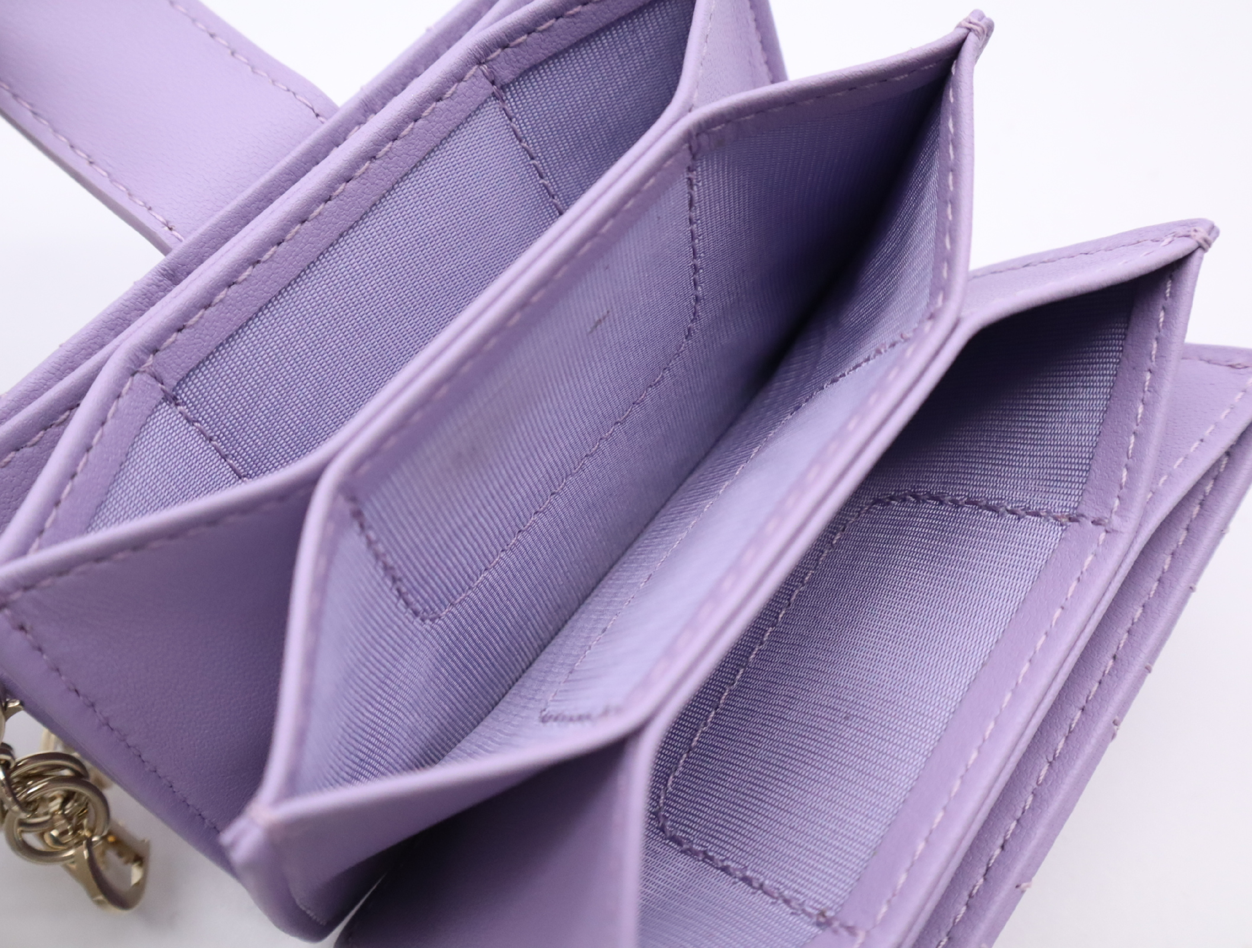 S0074ONMJ Cannage Lambskin Lady Jasmine Card Holder Purple Card Case — view 10
