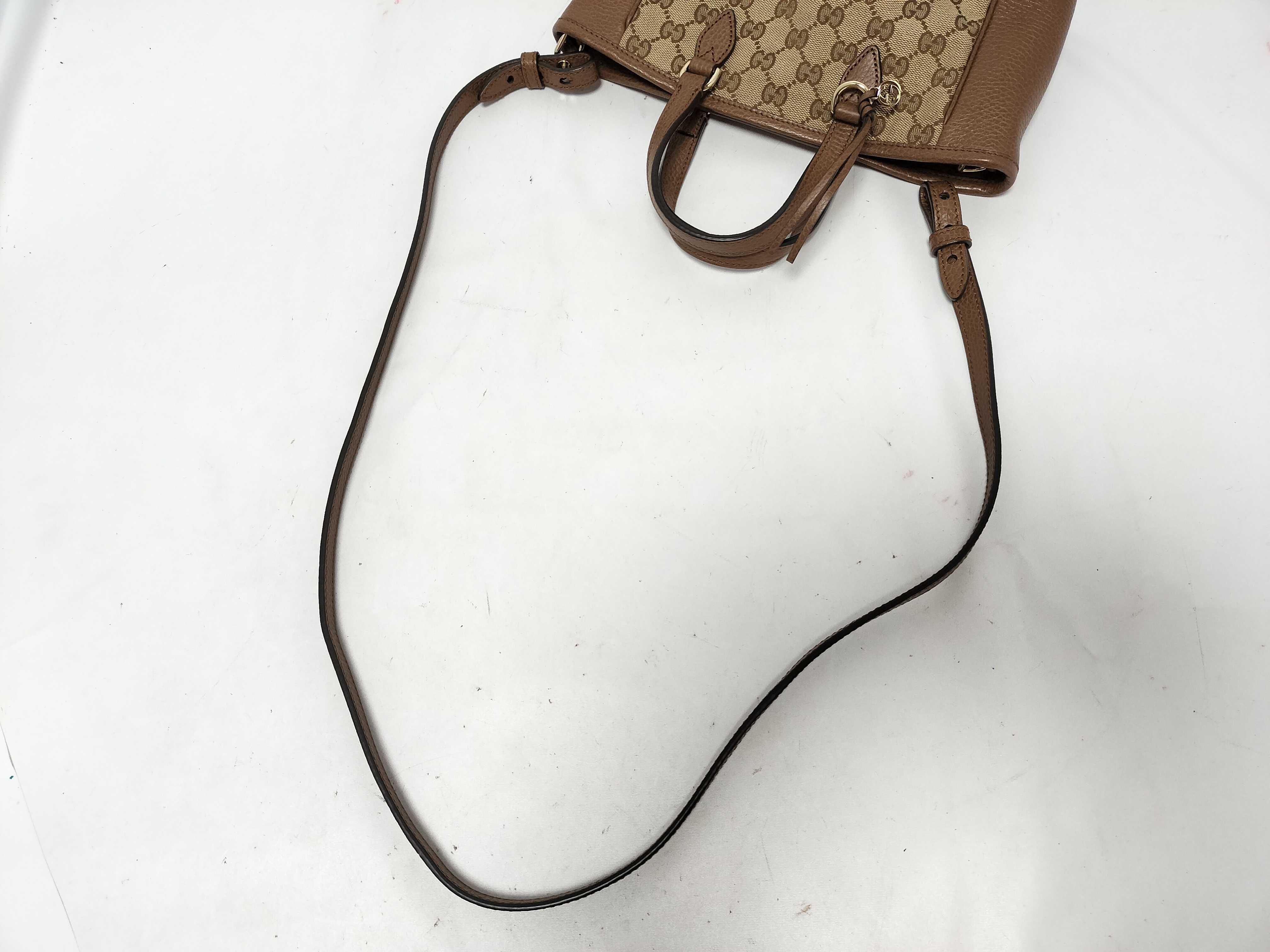 GG Canvas Gucci GG Canvas x Leather 2-Way Handbag Beige x Brown 449241 Outlet 493075 Handbag — view 3