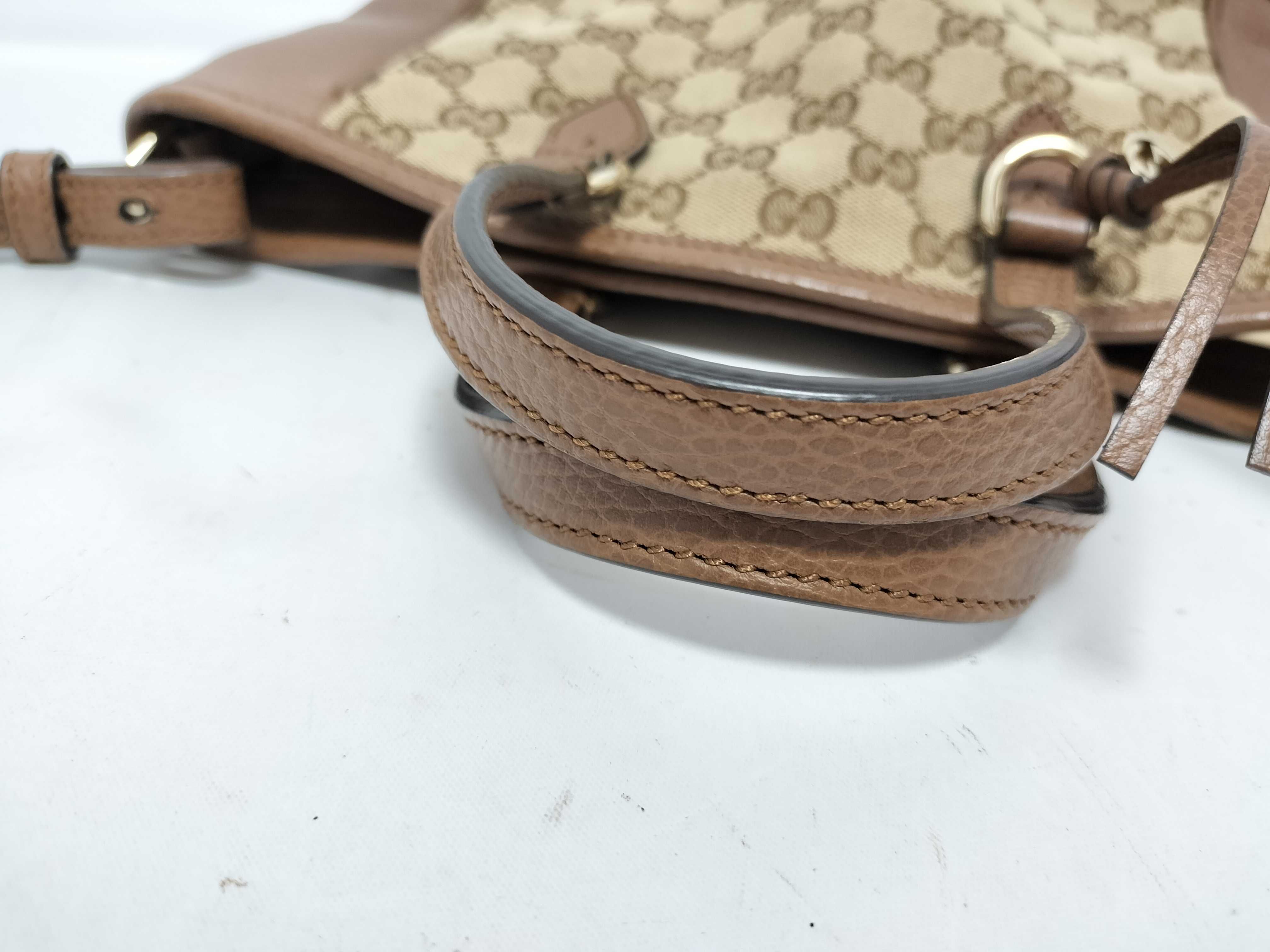 GG Canvas Gucci GG Canvas x Leather 2-Way Handbag Beige x Brown 449241 Outlet 493075 Handbag — view 4