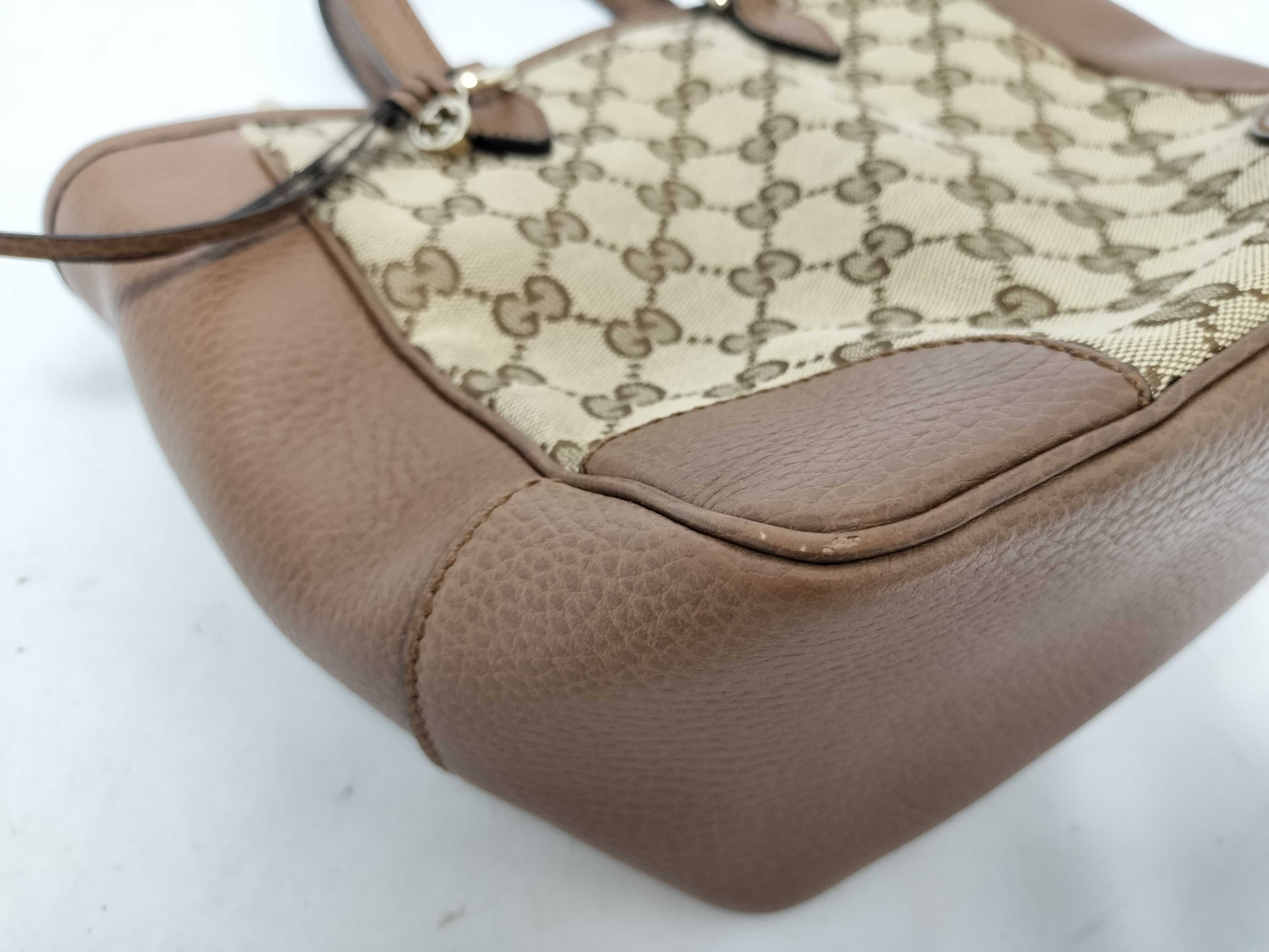 GG Canvas Gucci GG Canvas x Leather 2-Way Handbag Beige x Brown 449241 Outlet 493075 Handbag — view 8